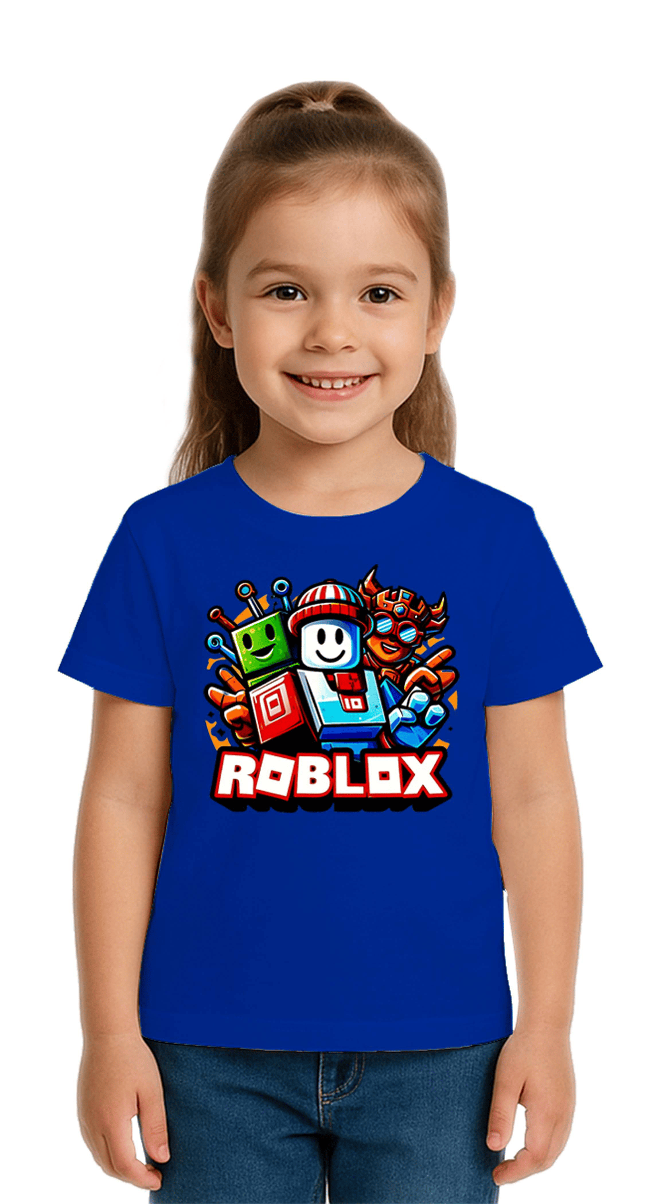 Unisex Roblox Baskılı Çocuk Tişört pamuklu penye kumaş