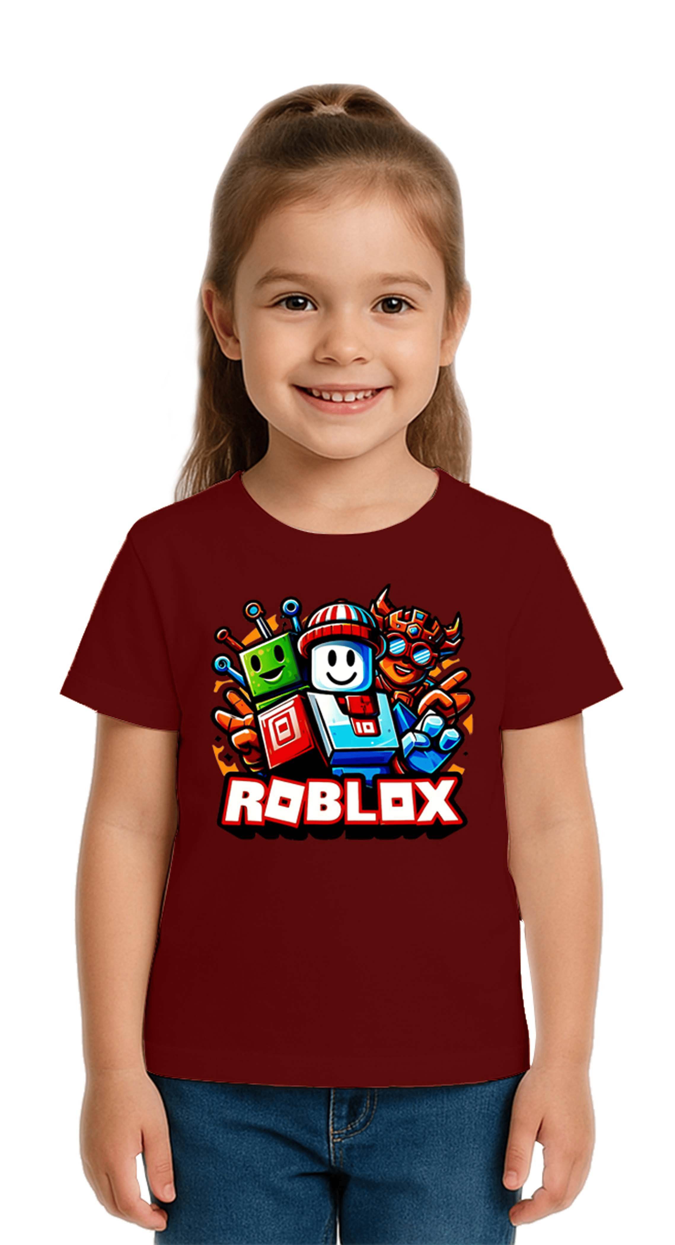 Unisex Roblox Baskılı Çocuk Tişört pamuklu penye kumaş