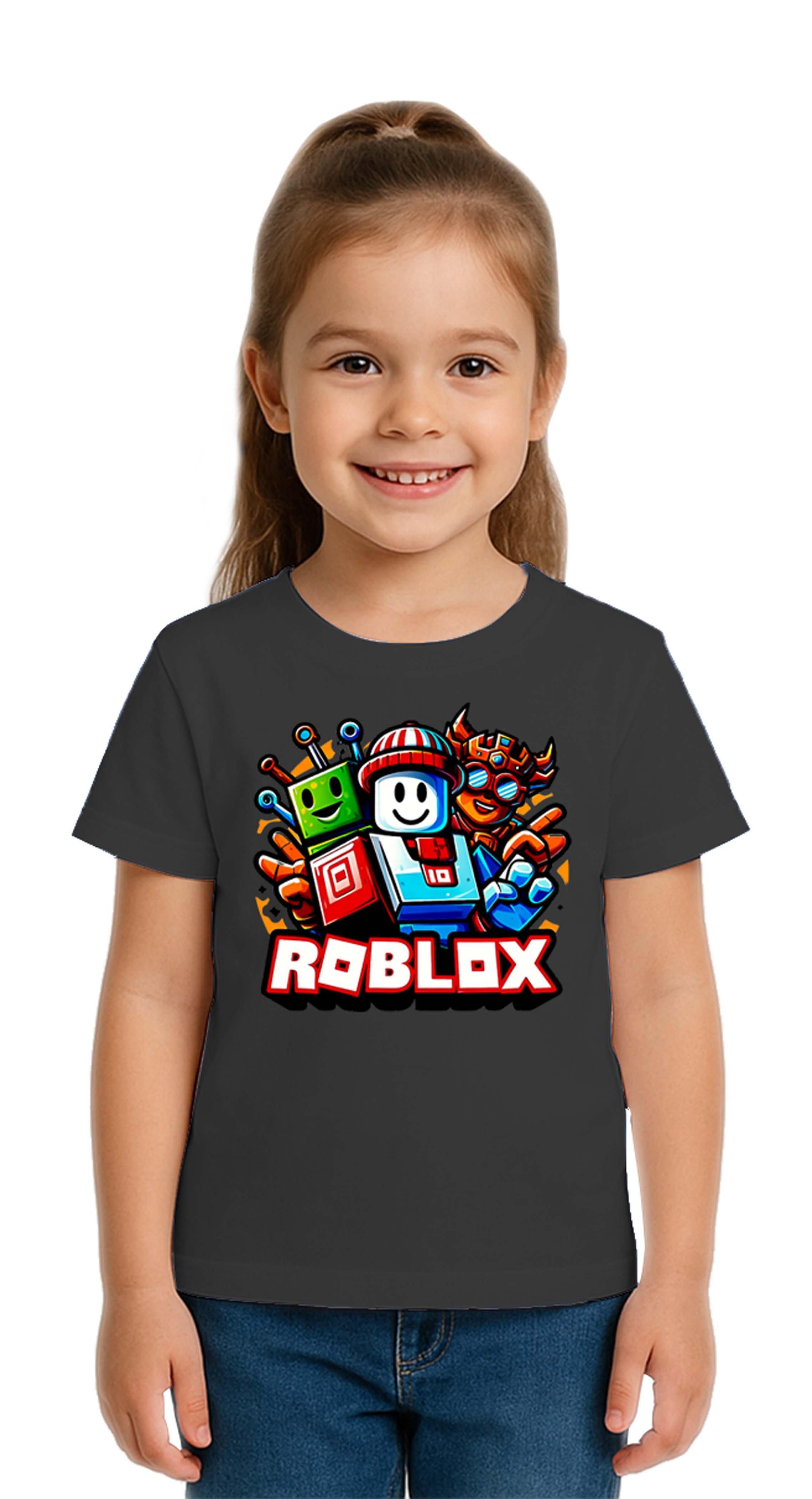 Unisex Roblox Baskılı Çocuk Tişört pamuklu penye kumaş