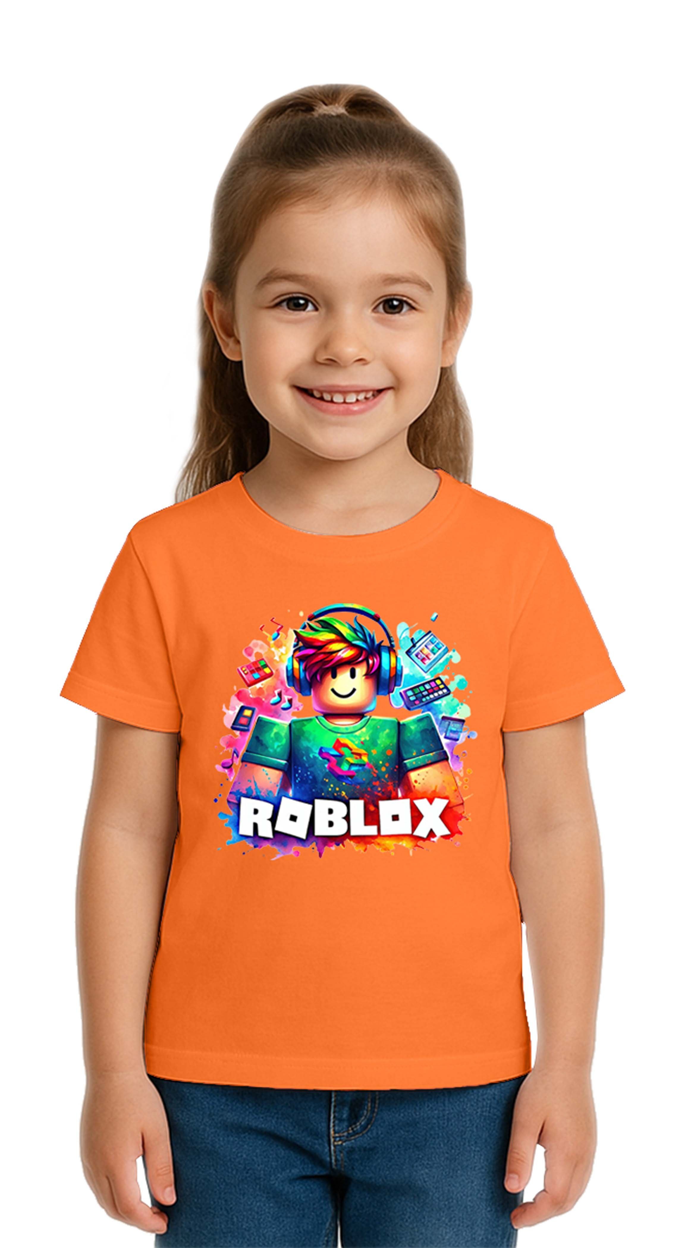Unisex Roblox Baskılı Çocuk Tişört pamuklu penye kumaş