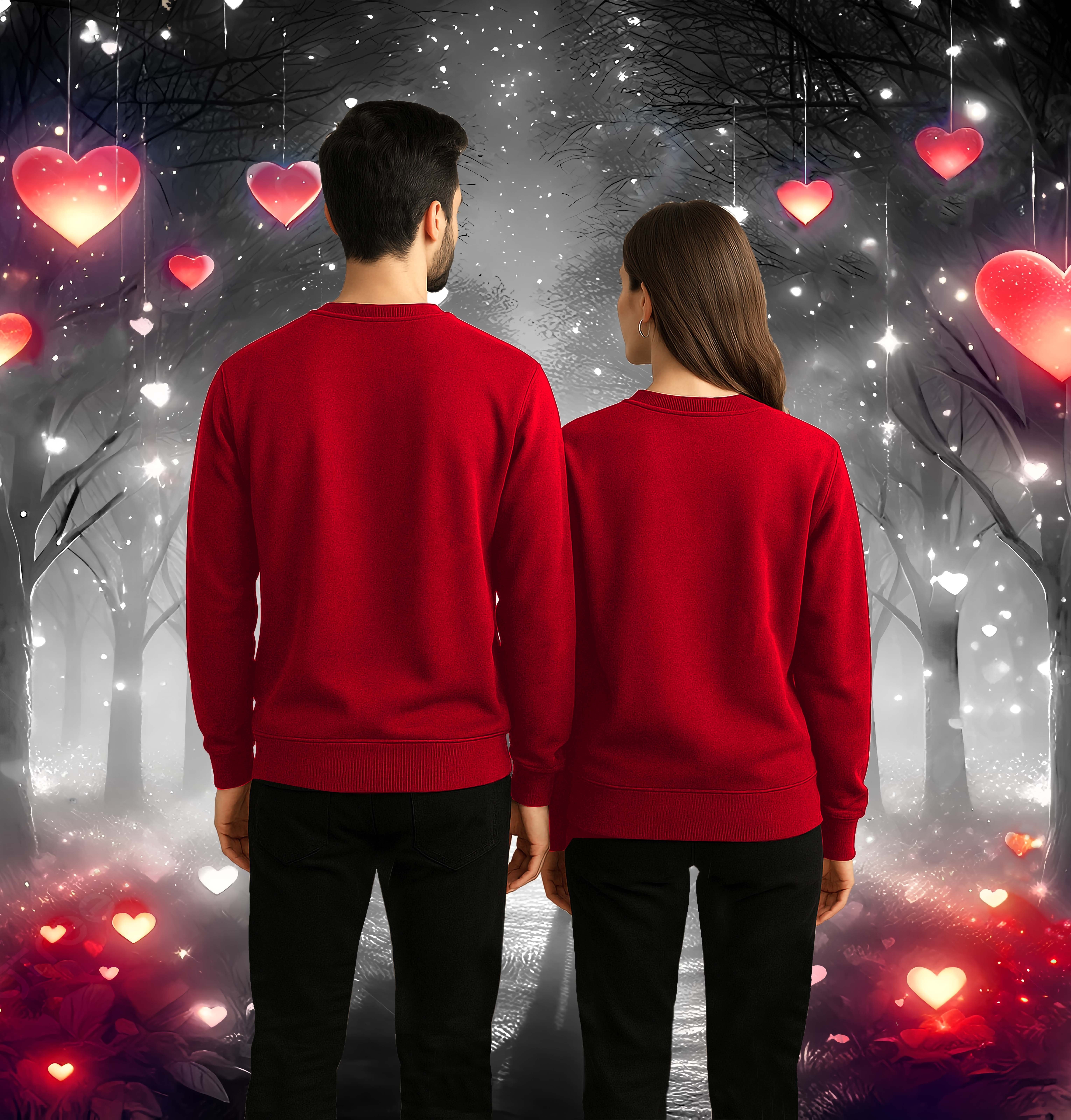 Unisex Sevgililer günü Baskılı yetişkin Swaetshirt 3 İplik Şardonlu