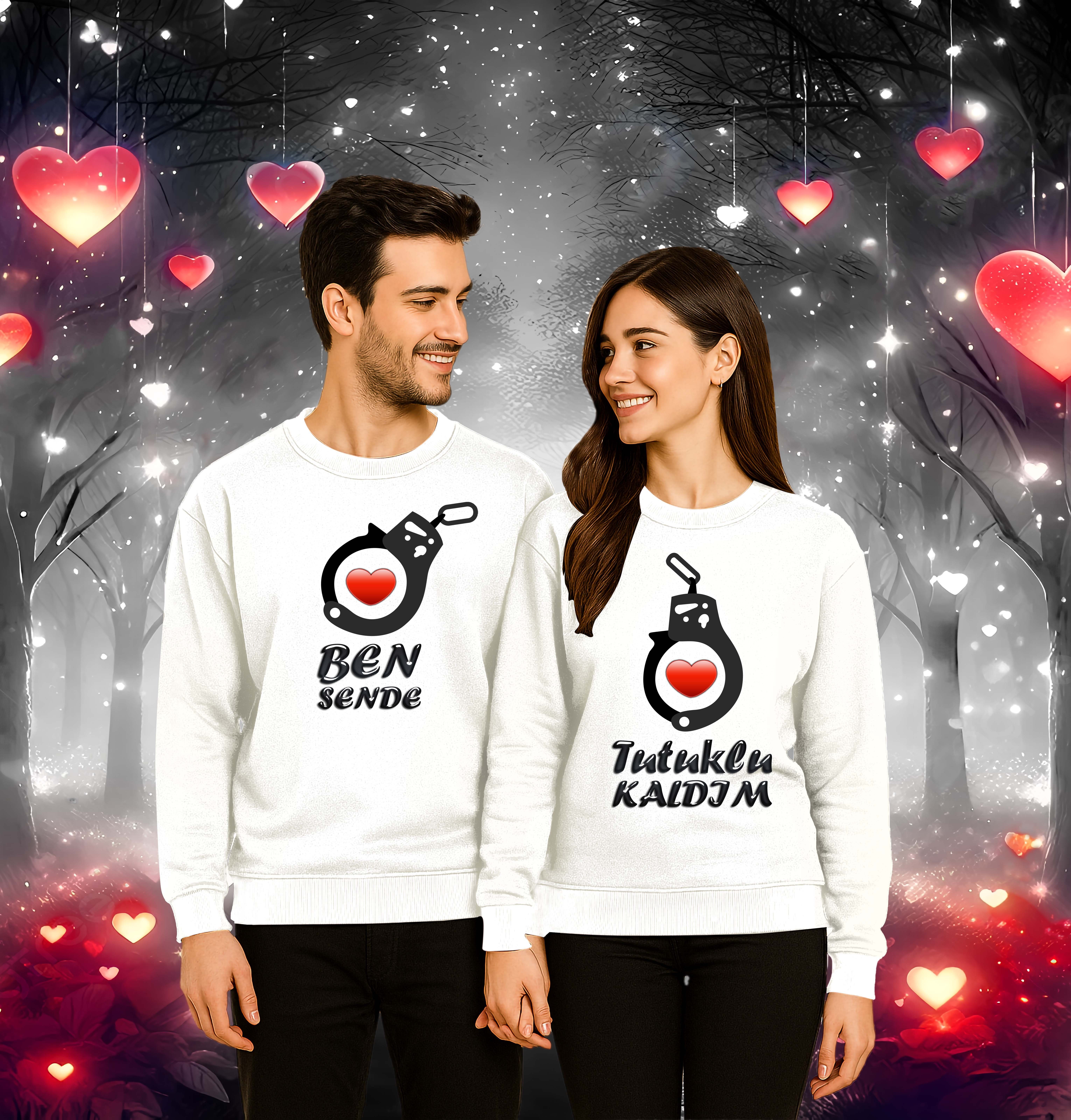 Unisex Sevgililer günü Baskılı yetişkin Swaetshirt 3 İplik Şardonlu