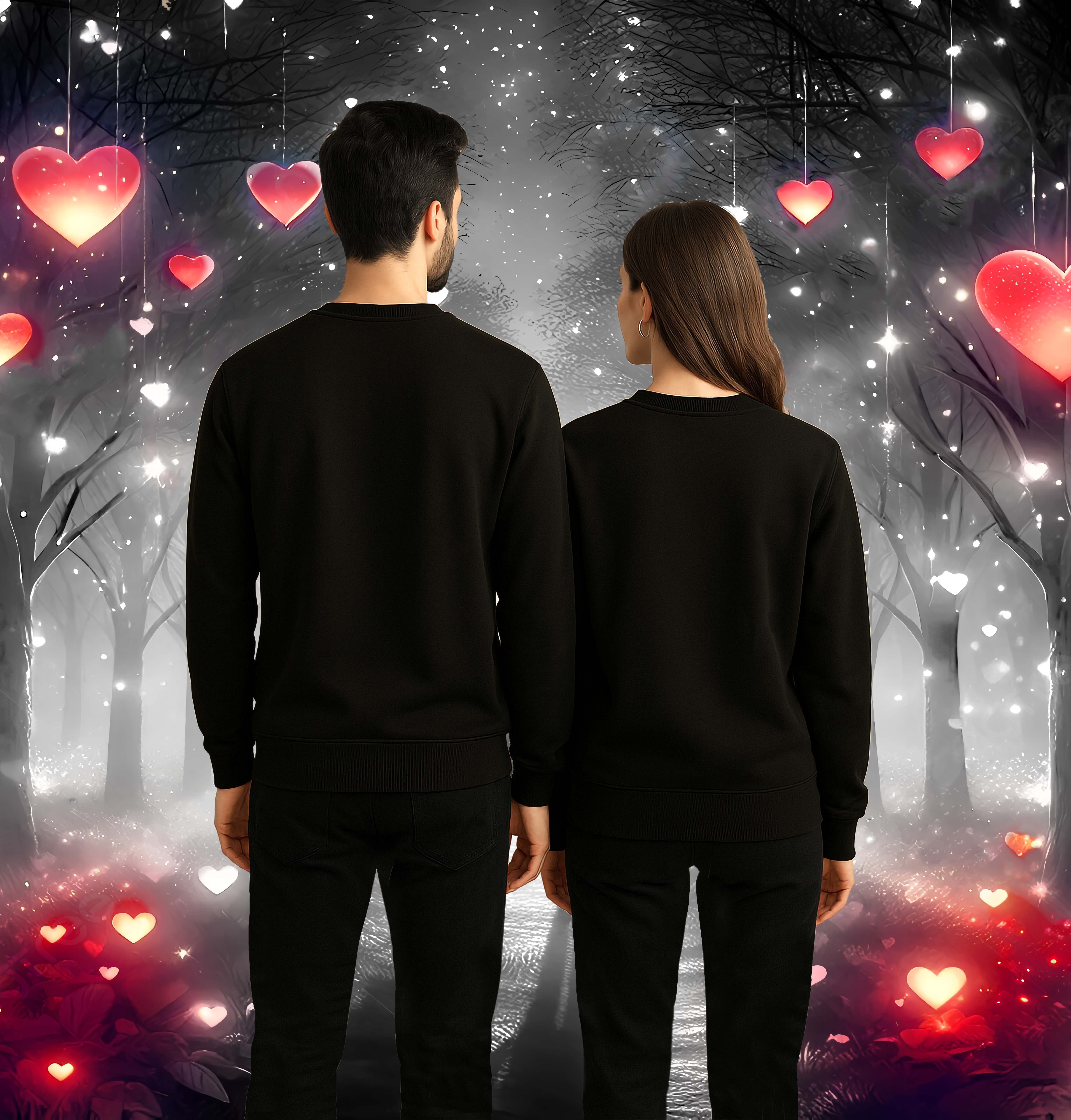 Unisex Sevgililer günü Baskılı yetişkin Swaetshirt 3 İplik Şardonlu