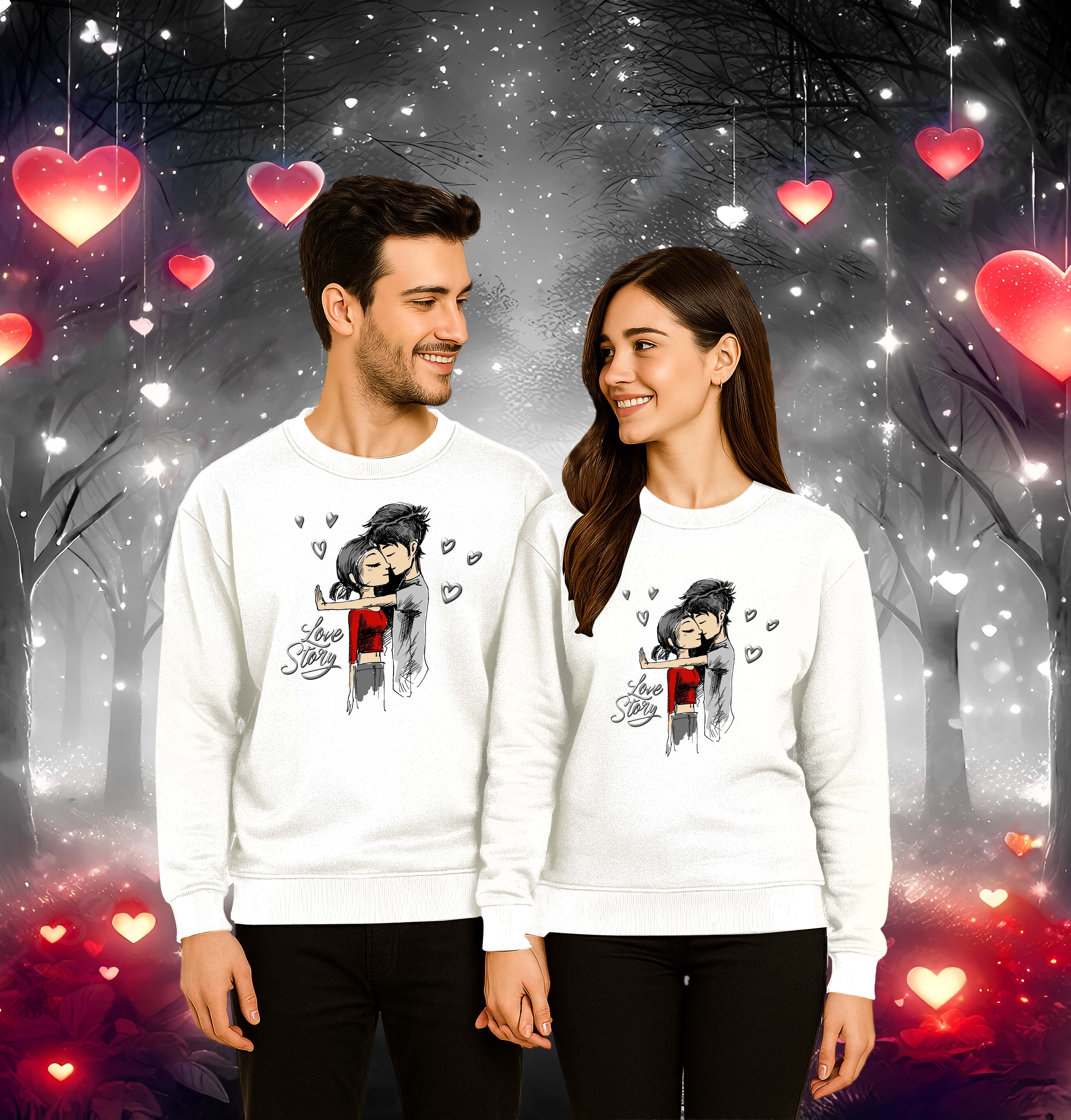 Unisex Sevgililer günü Baskılı yetişkin Swaetshirt 3 İplik Şardonlu