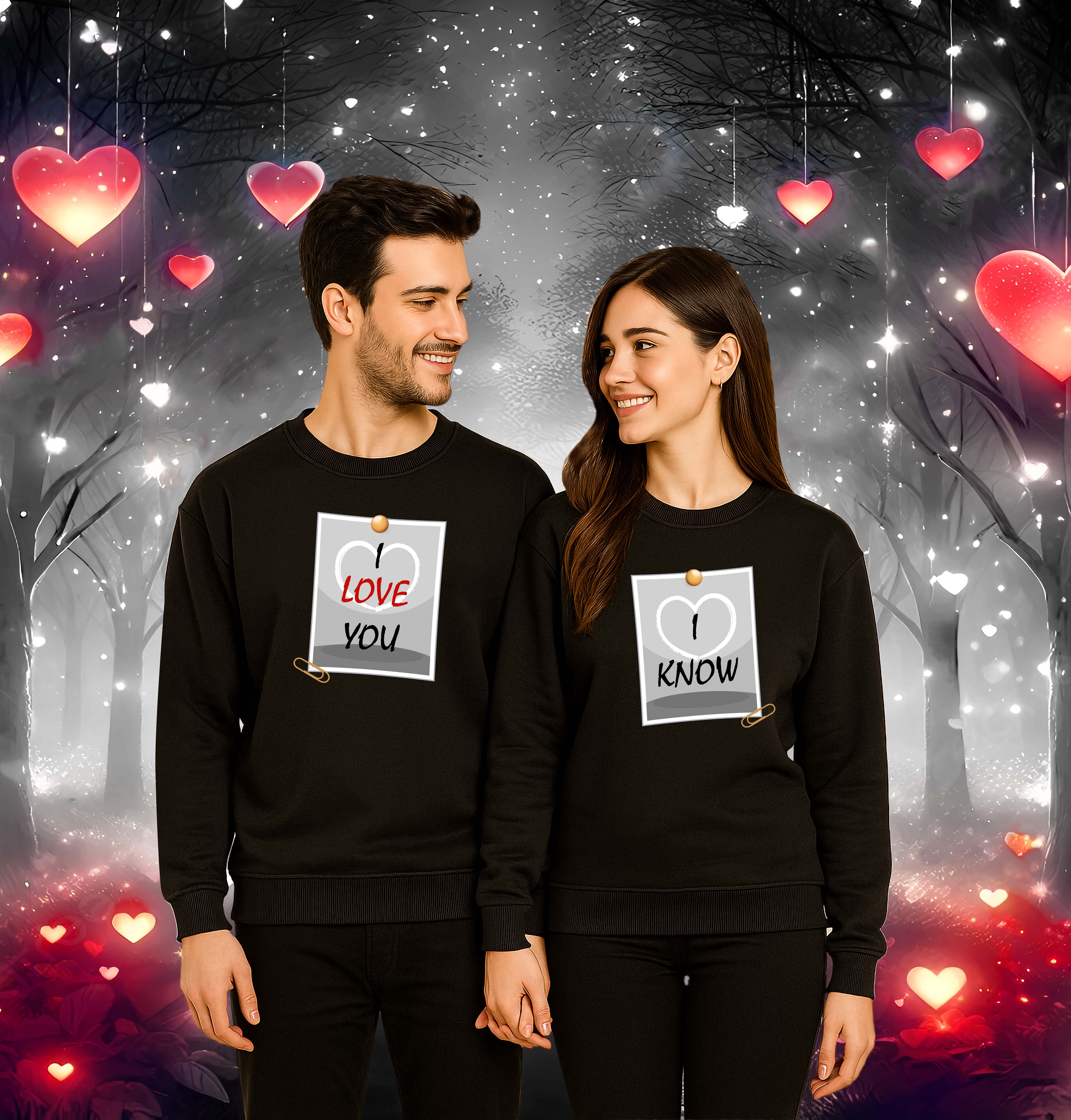 Unisex Sevgililer günü Baskılı yetişkin Swaetshirt 3 İplik Şardonlu