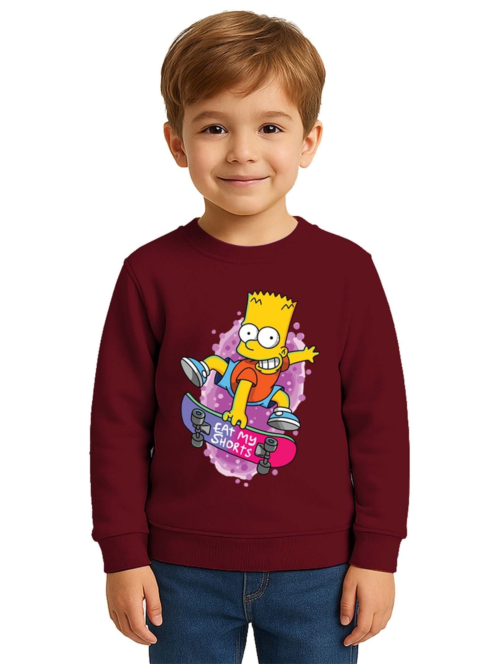 Unisex Simpson Baskılı Çocuk Swaetshirt 3 İplik Şardonlu