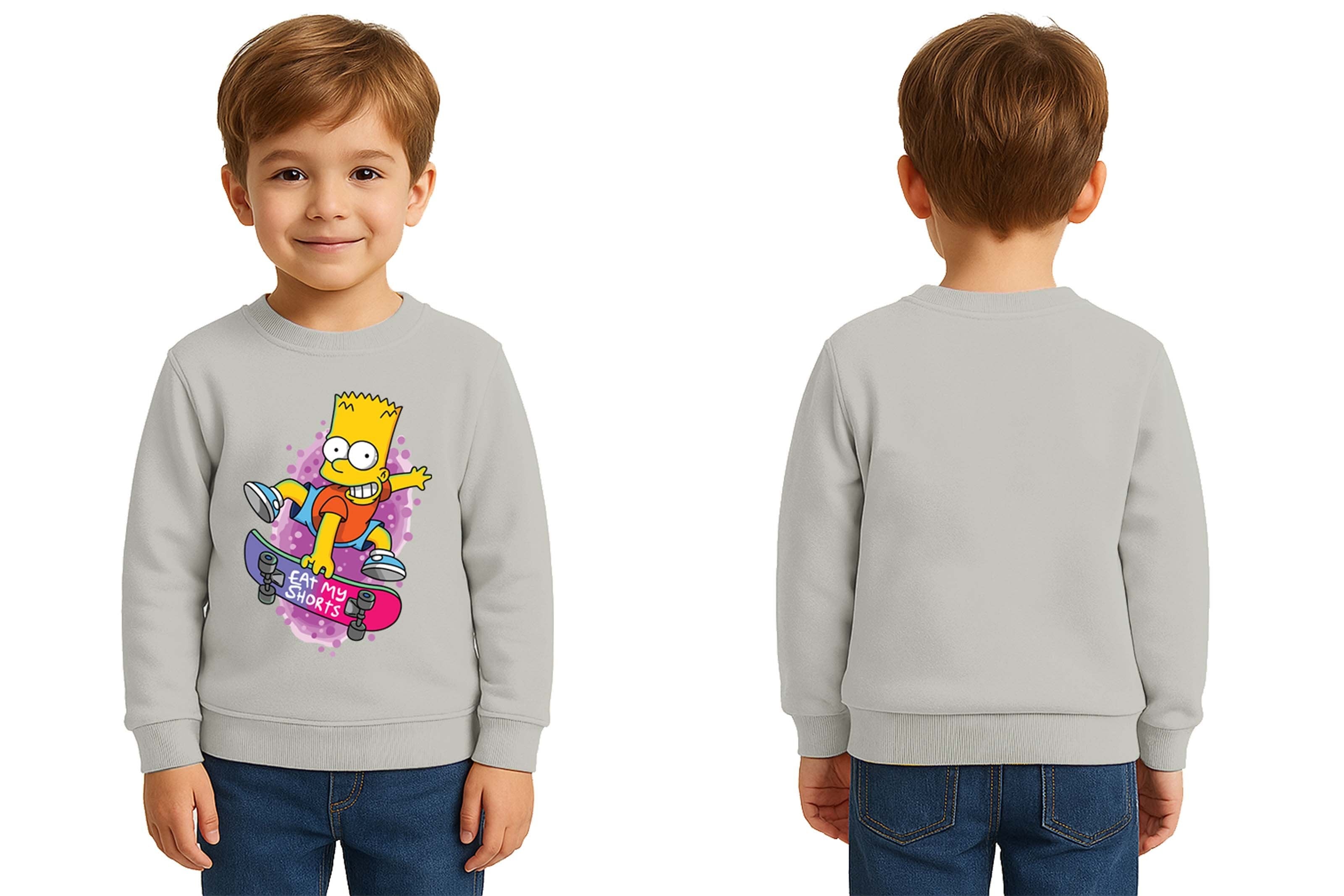 Unisex Simpson Baskılı Çocuk Swaetshirt 3 İplik Şardonlu