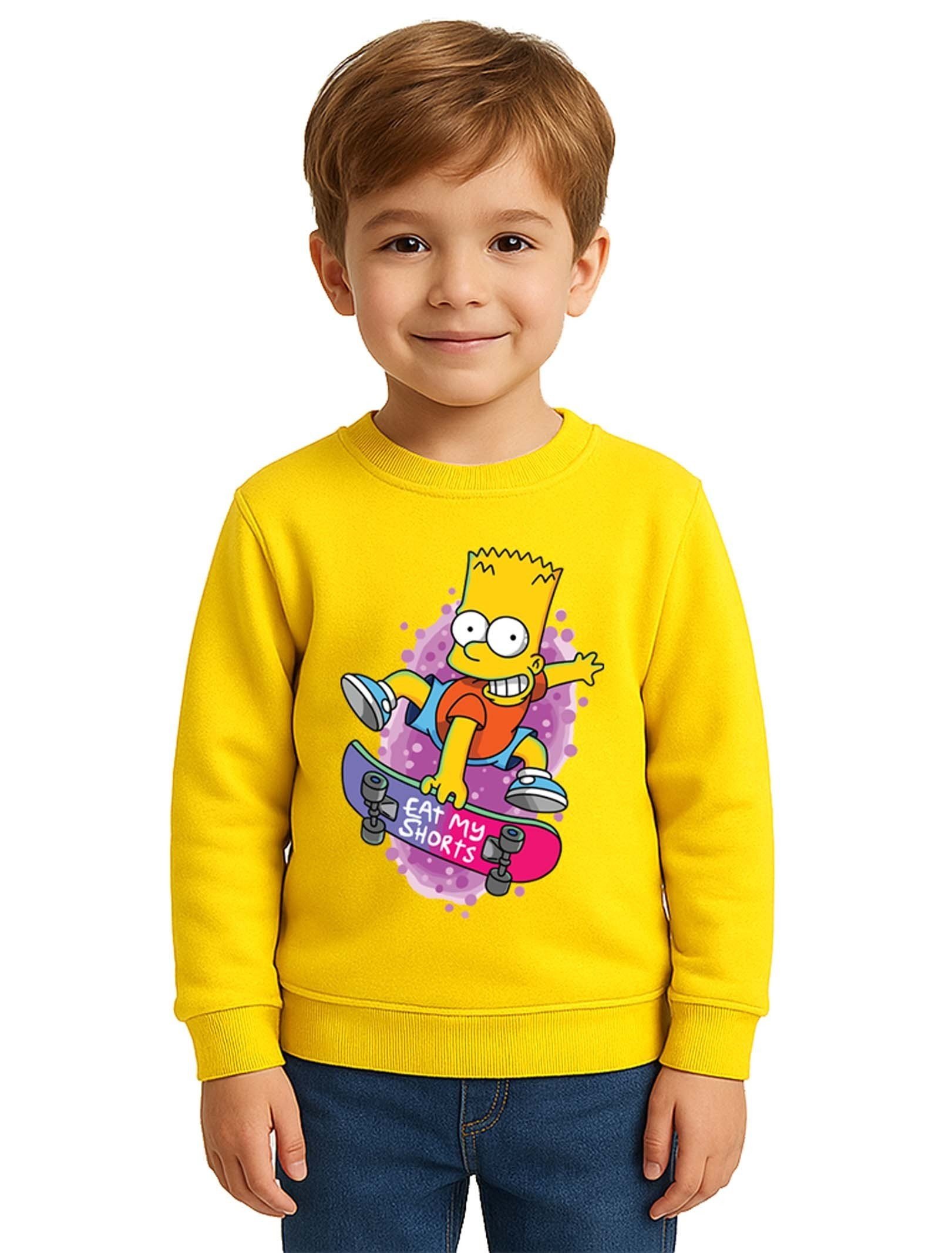 Unisex Simpson Baskılı Çocuk Swaetshirt 3 İplik Şardonlu