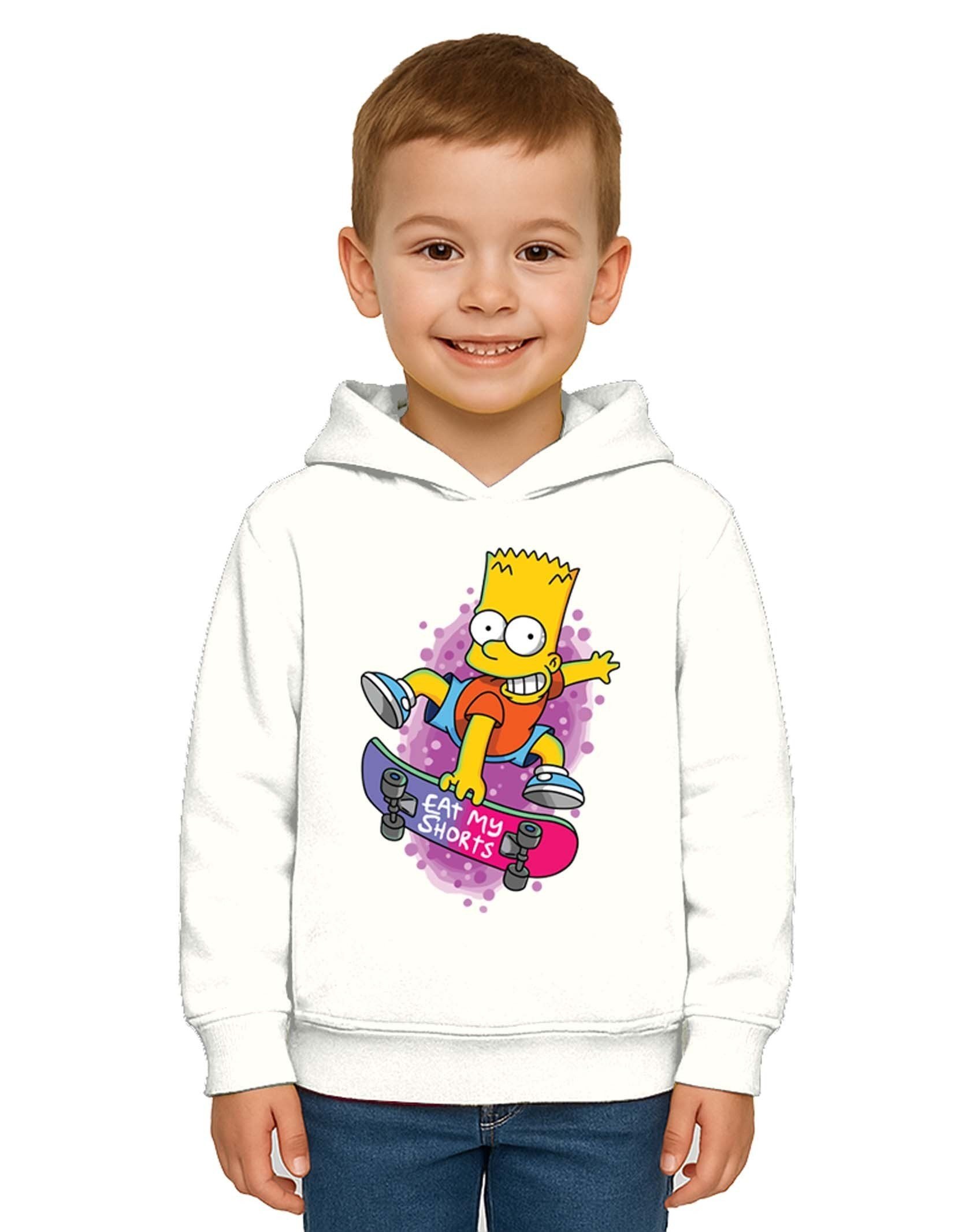 Unisex Simpson Baskılı Çocuk Swaetshirt Kapşonlu 3 İplik Şardonlu