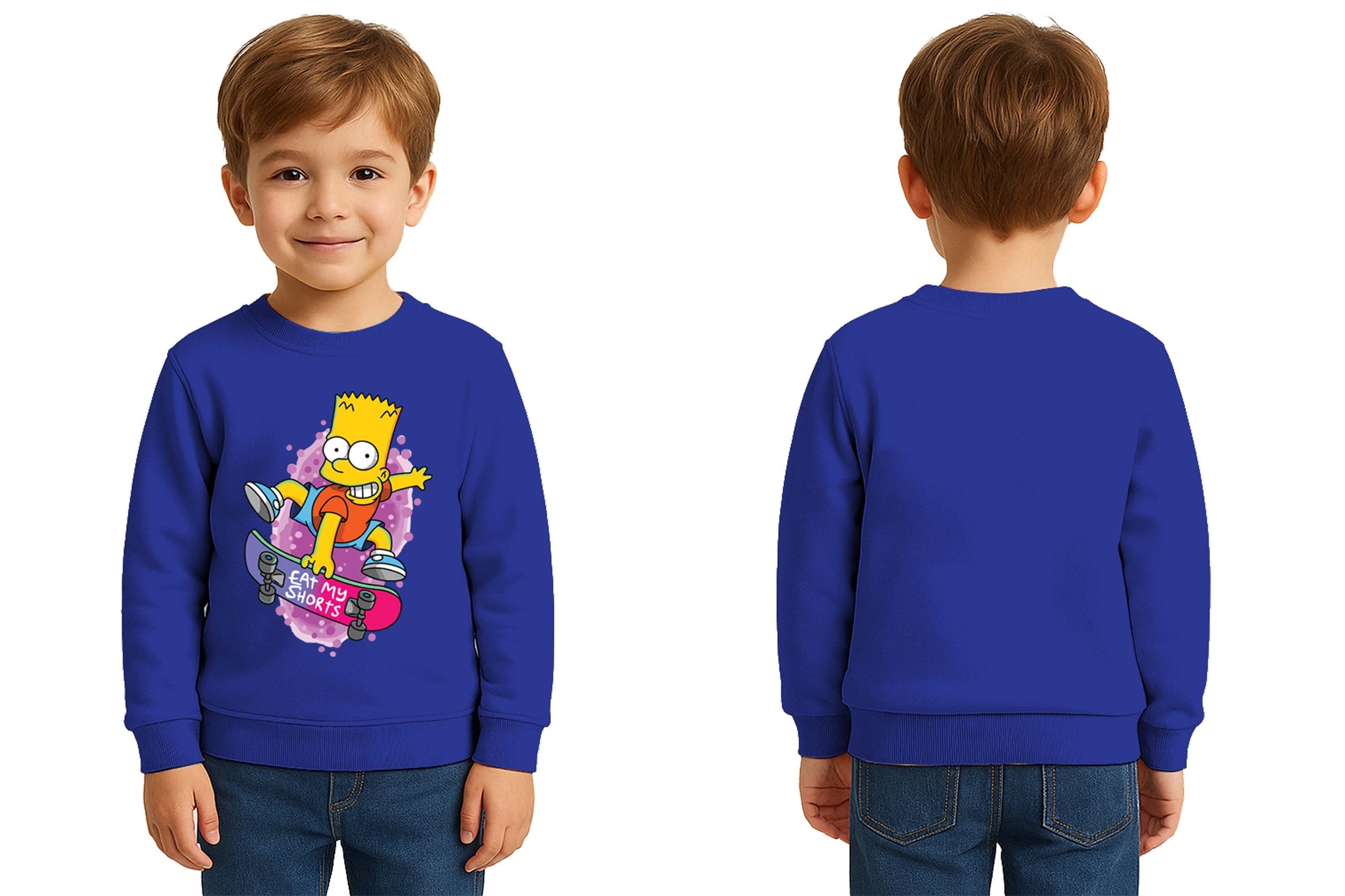 Unisex Simpson Baskılı Çocuk Swaetshirt 3 İplik Şardonlu