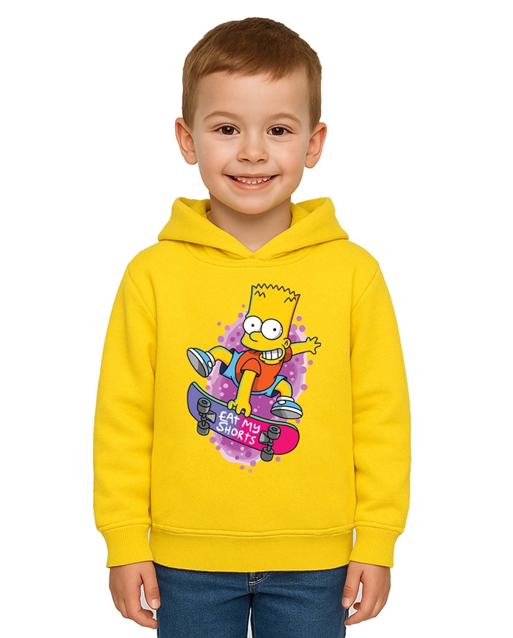 Unisex Simpson Baskılı Çocuk Swaetshirt Kapşonlu 3 İplik Şardonlu