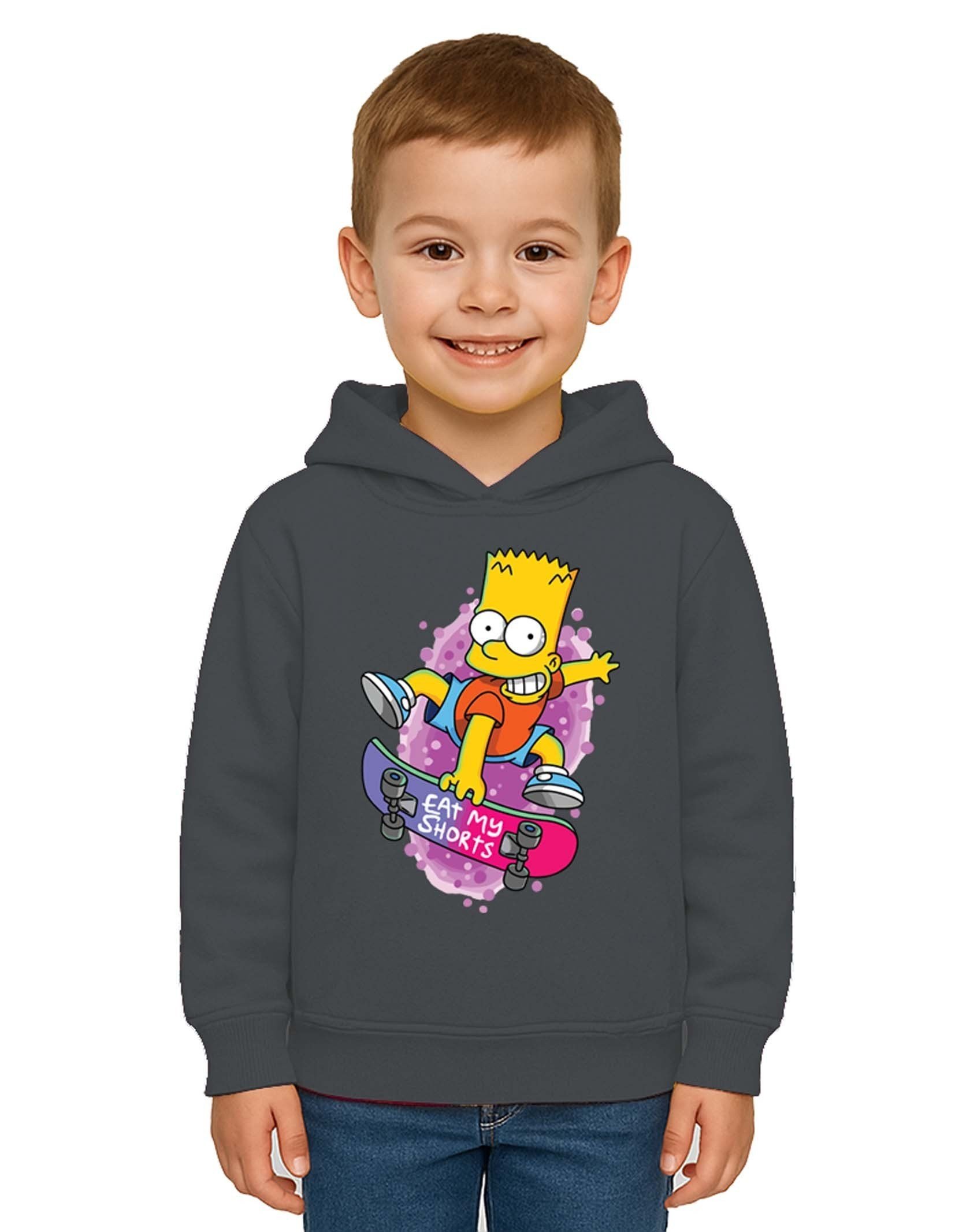 Unisex Simpson Baskılı Çocuk Swaetshirt Kapşonlu 3 İplik Şardonlu