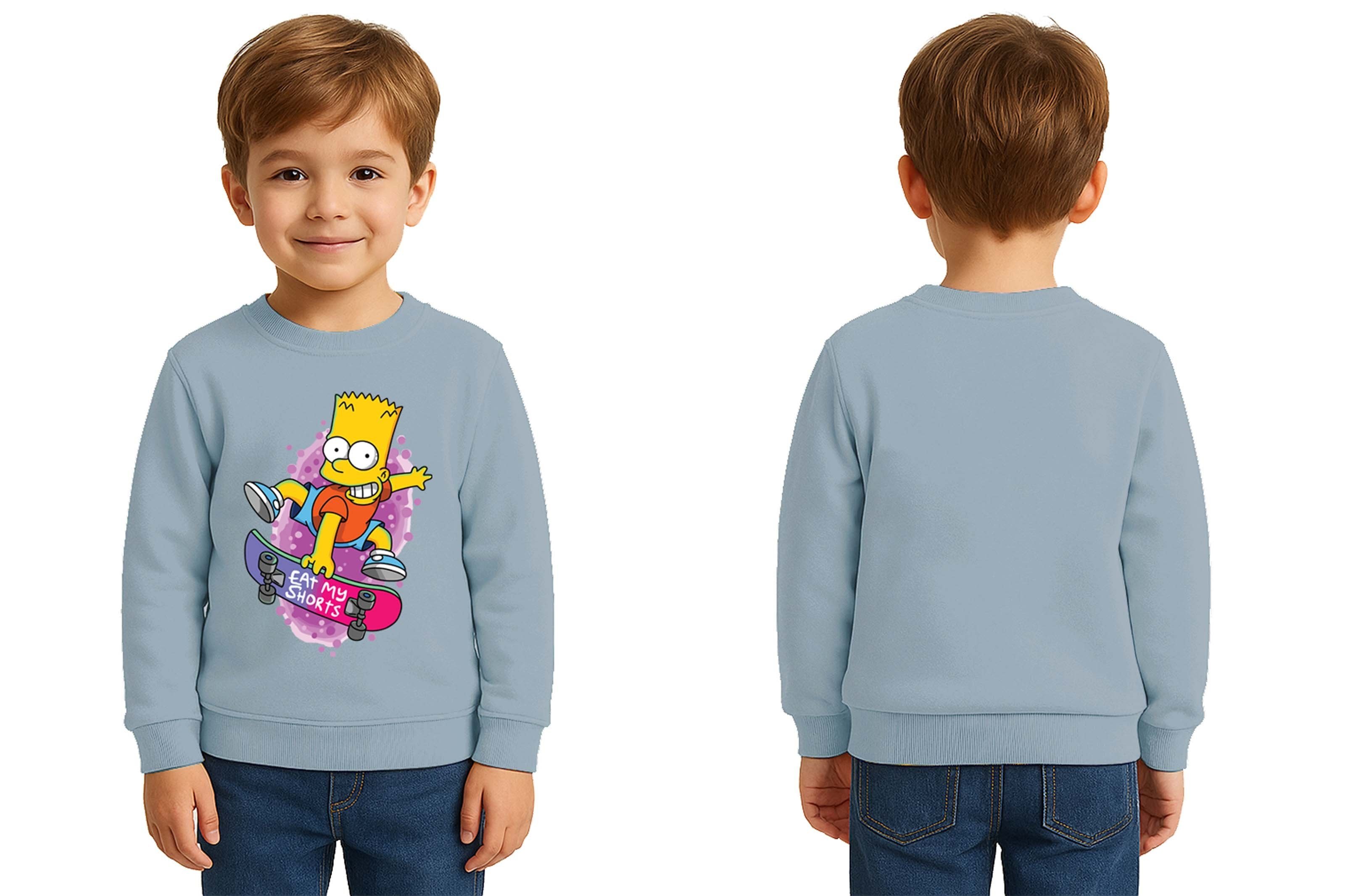 Unisex Simpson Baskılı Çocuk Swaetshirt 3 İplik Şardonlu