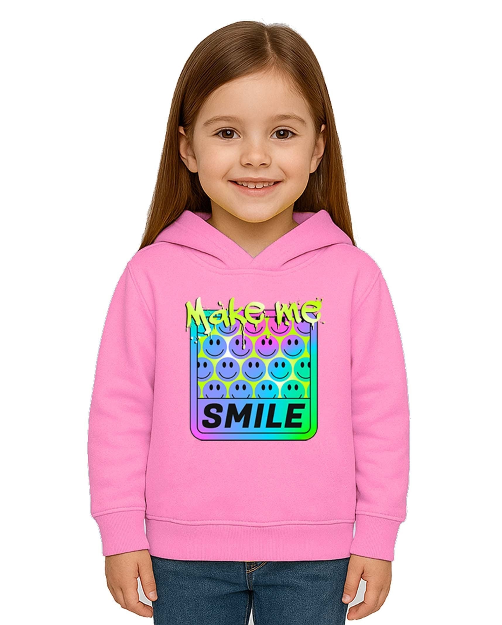 Unisex Smile Baskılı Çocuk Swaetshirt Kapşonlu 3 İplik Şardonlu
