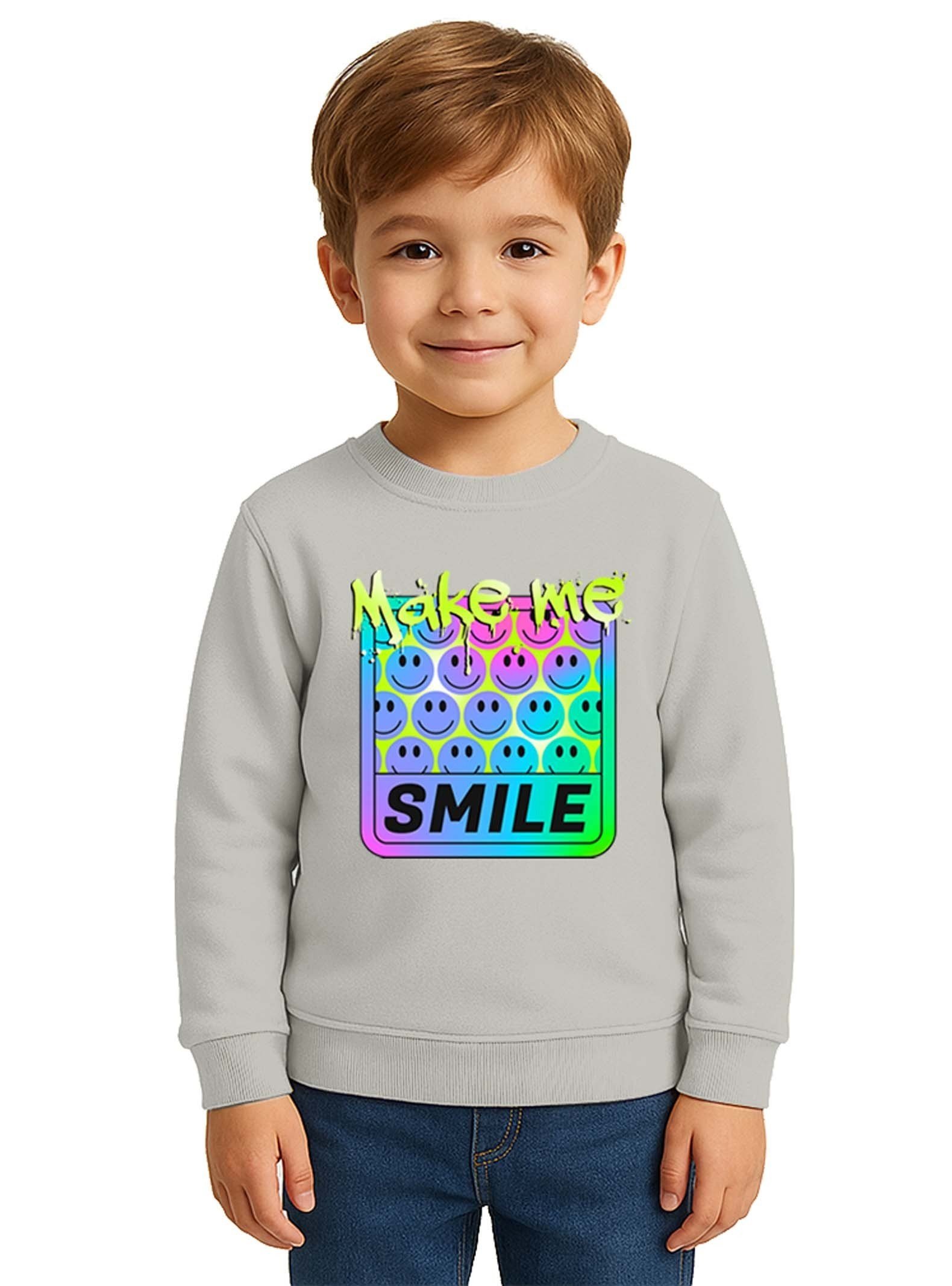 Unisex Smile Baskılı Çocuk Swaetshirt 3 İplik Şardonlu