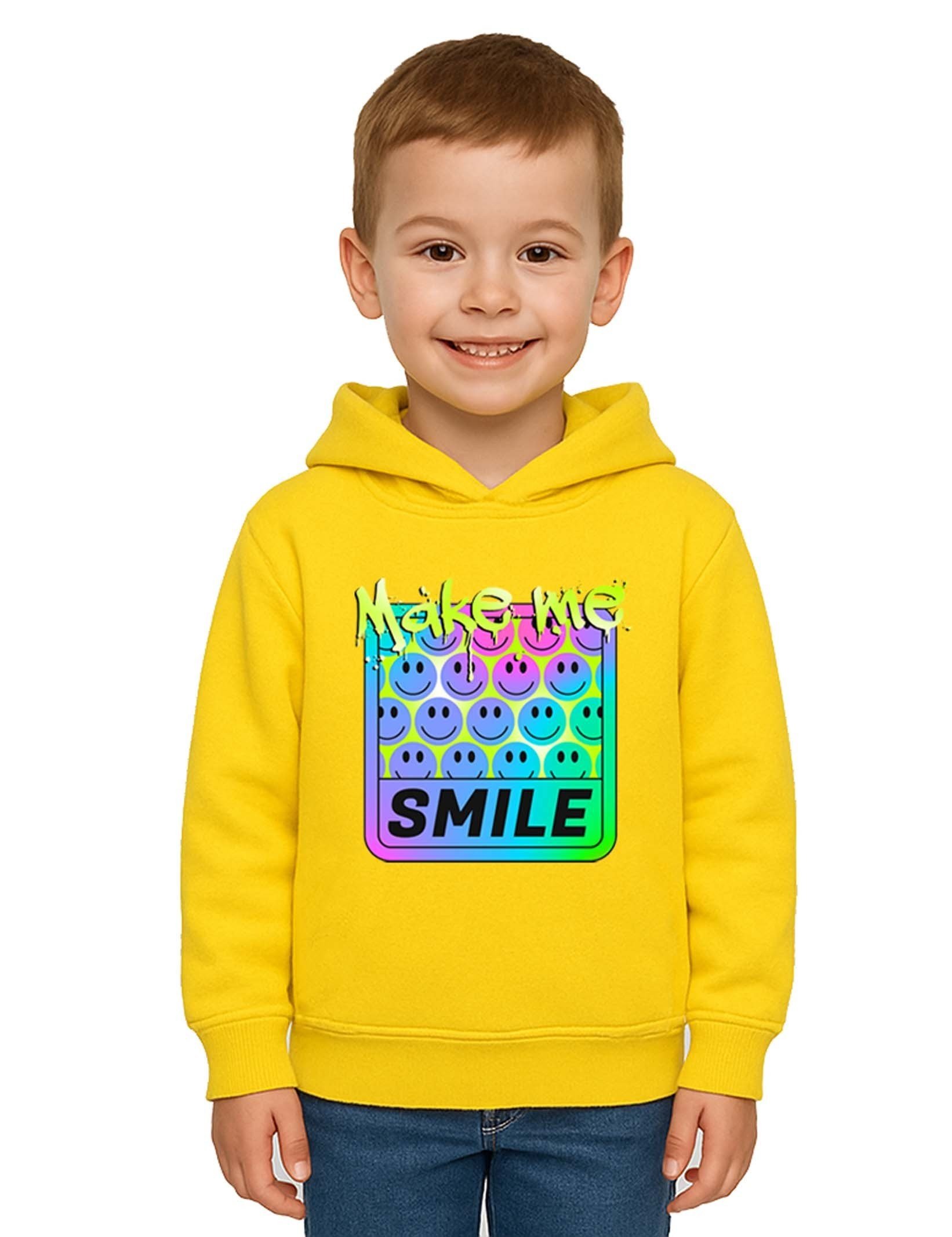 Unisex Smile Baskılı Çocuk Swaetshirt Kapşonlu 3 İplik Şardonlu