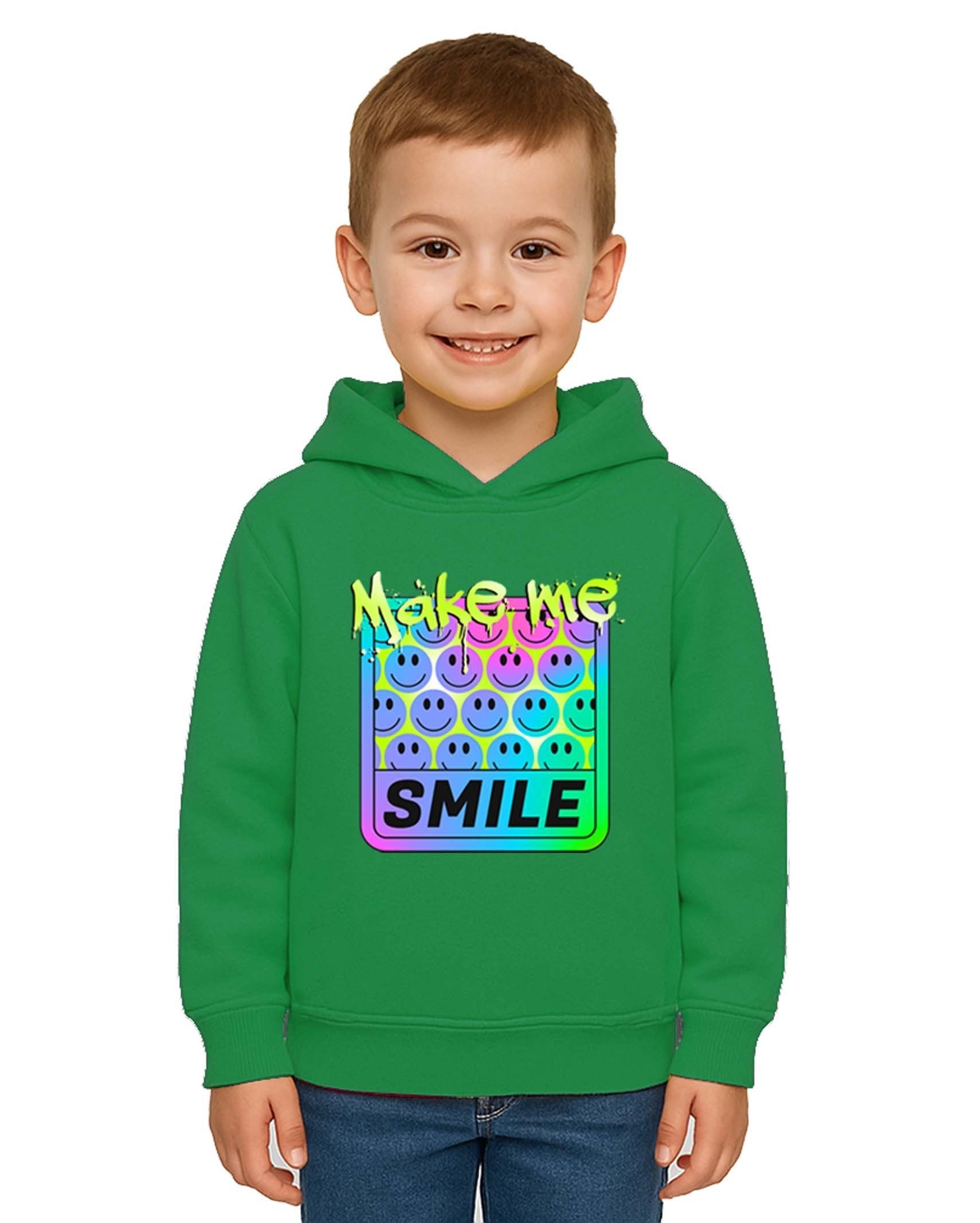 Unisex Smile Baskılı Çocuk Swaetshirt Kapşonlu 3 İplik Şardonlu