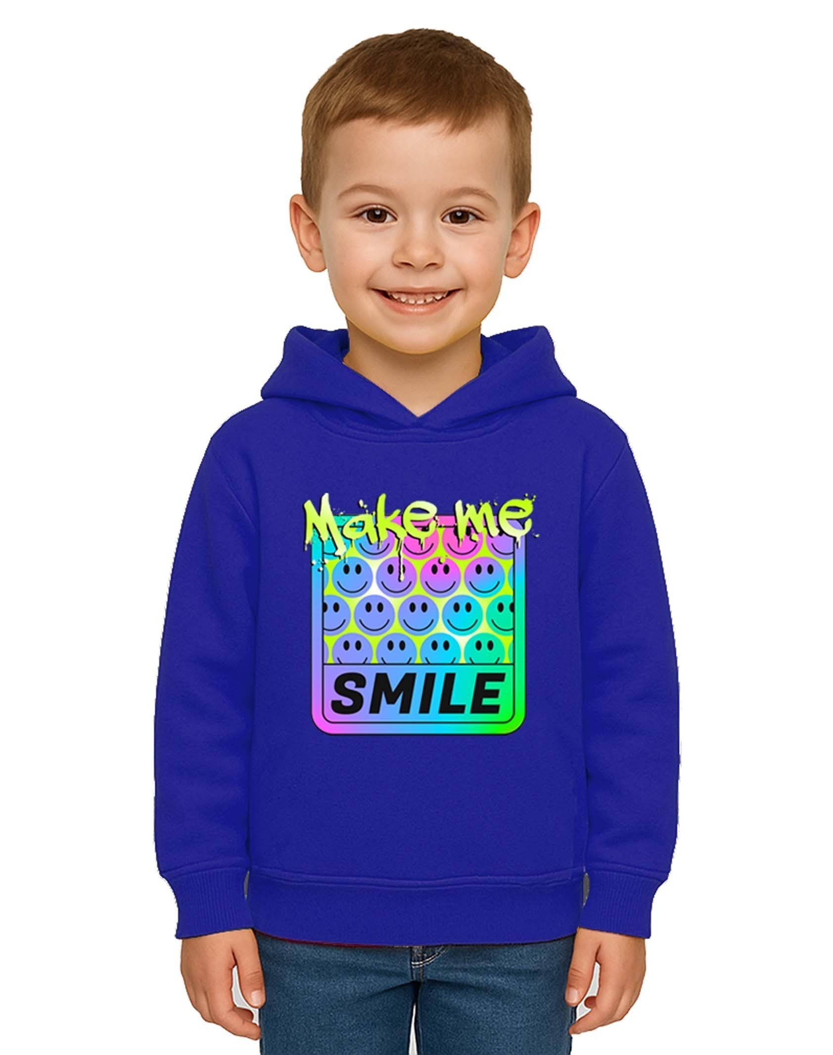 Unisex Smile Baskılı Çocuk Swaetshirt Kapşonlu 3 İplik Şardonlu