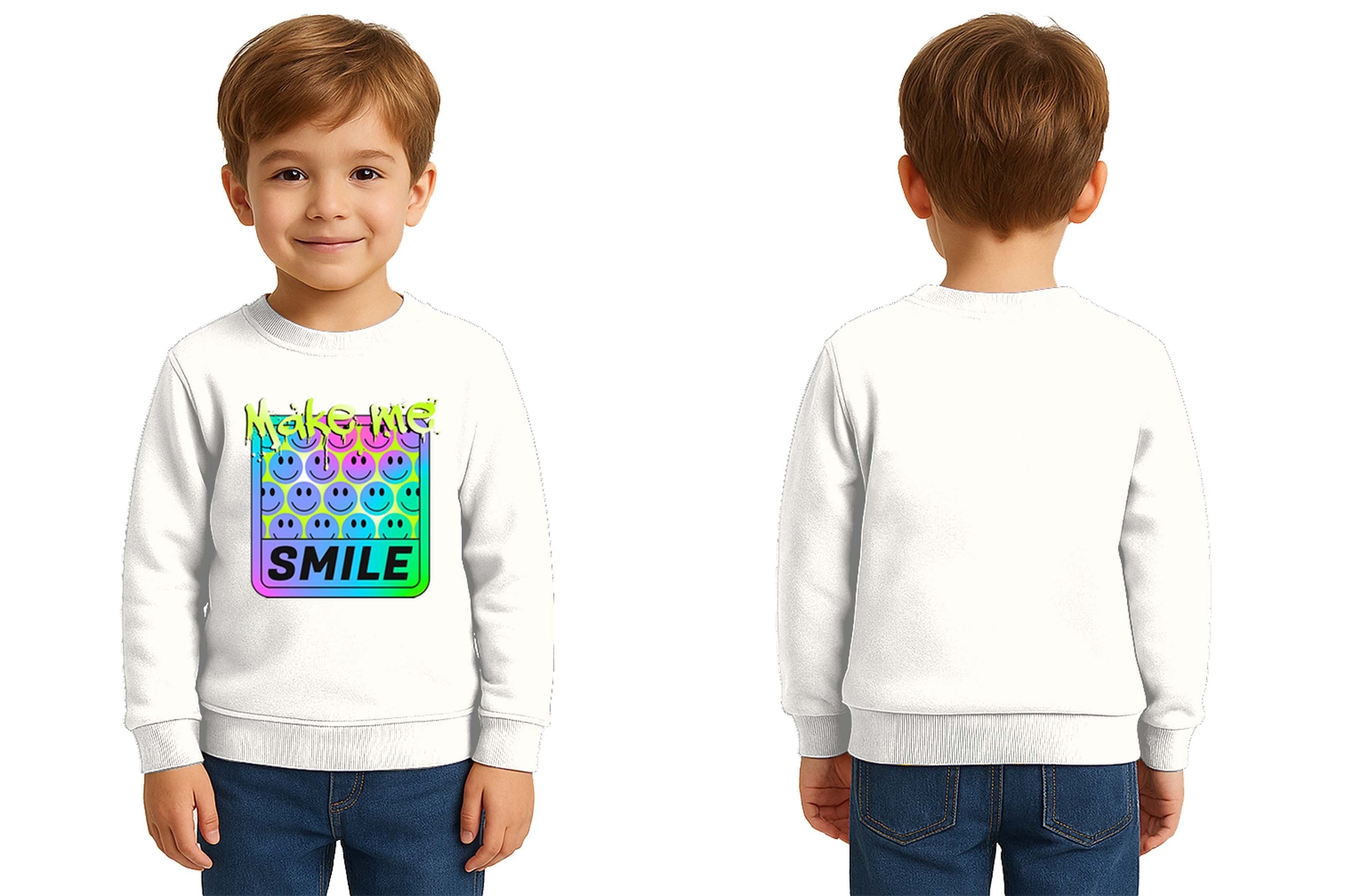 Unisex Smile Baskılı Çocuk Swaetshirt 3 İplik Şardonlu
