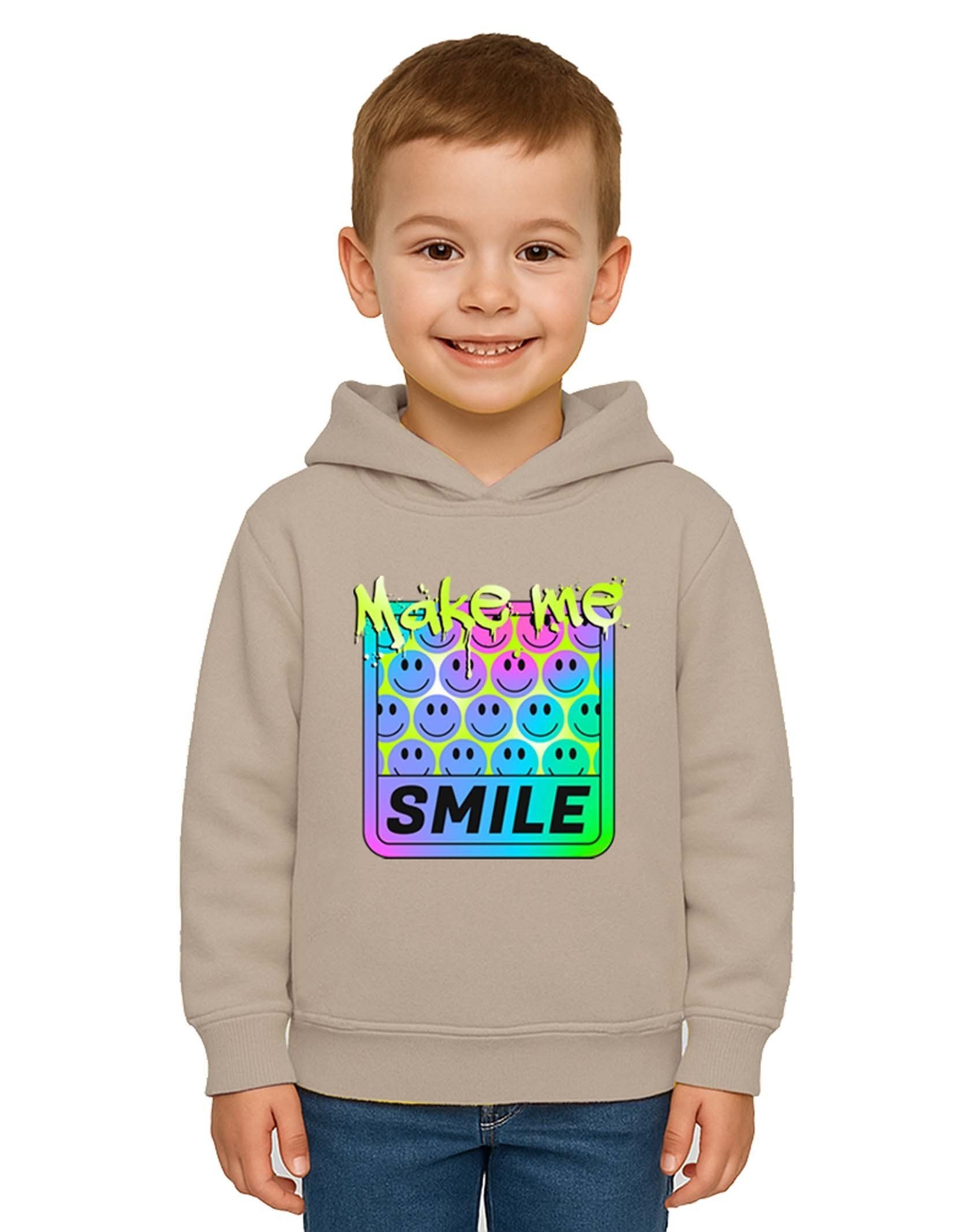 Unisex Smile Baskılı Çocuk Swaetshirt Kapşonlu 3 İplik Şardonlu
