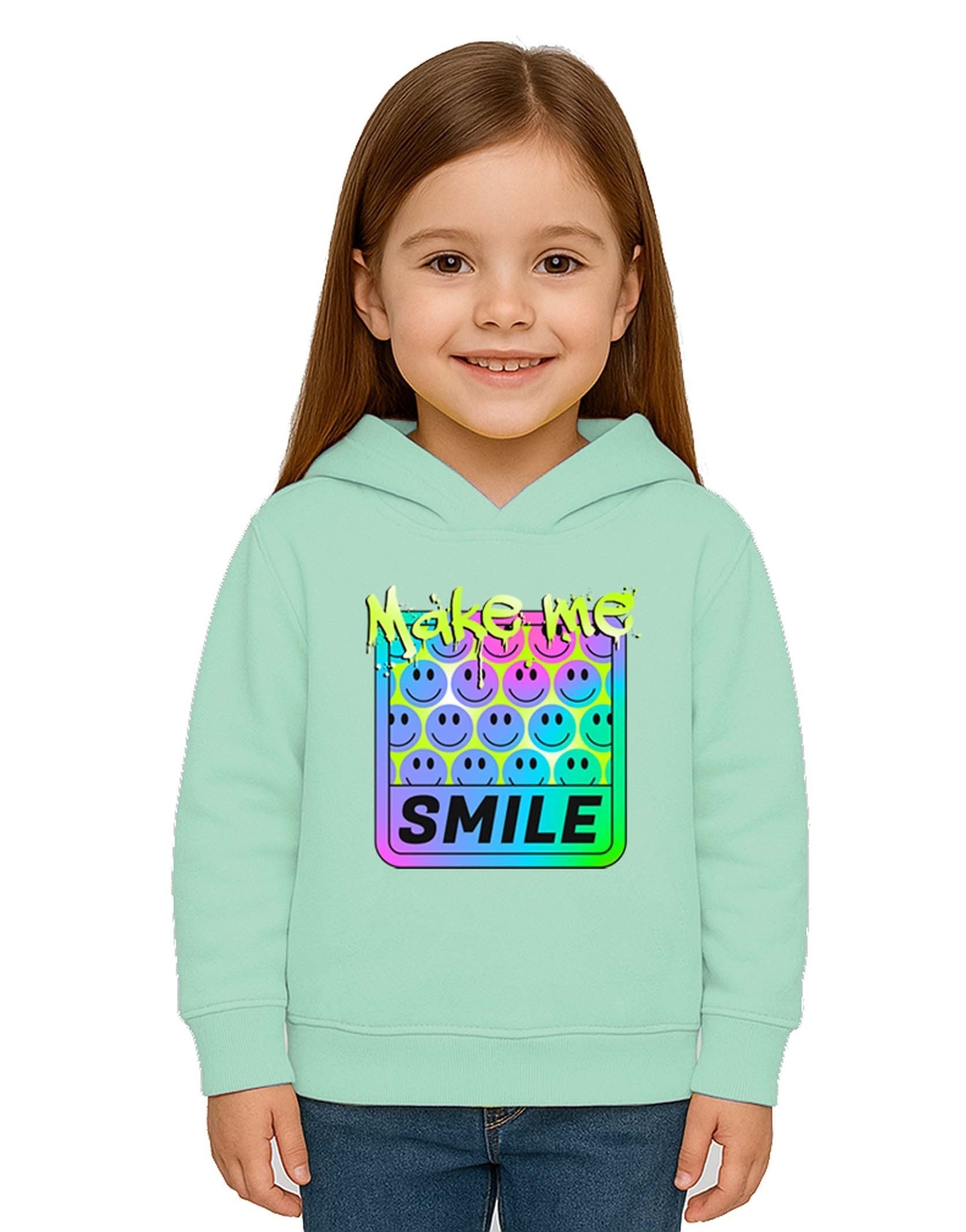 Unisex Smile Baskılı Çocuk Swaetshirt Kapşonlu 3 İplik Şardonlu