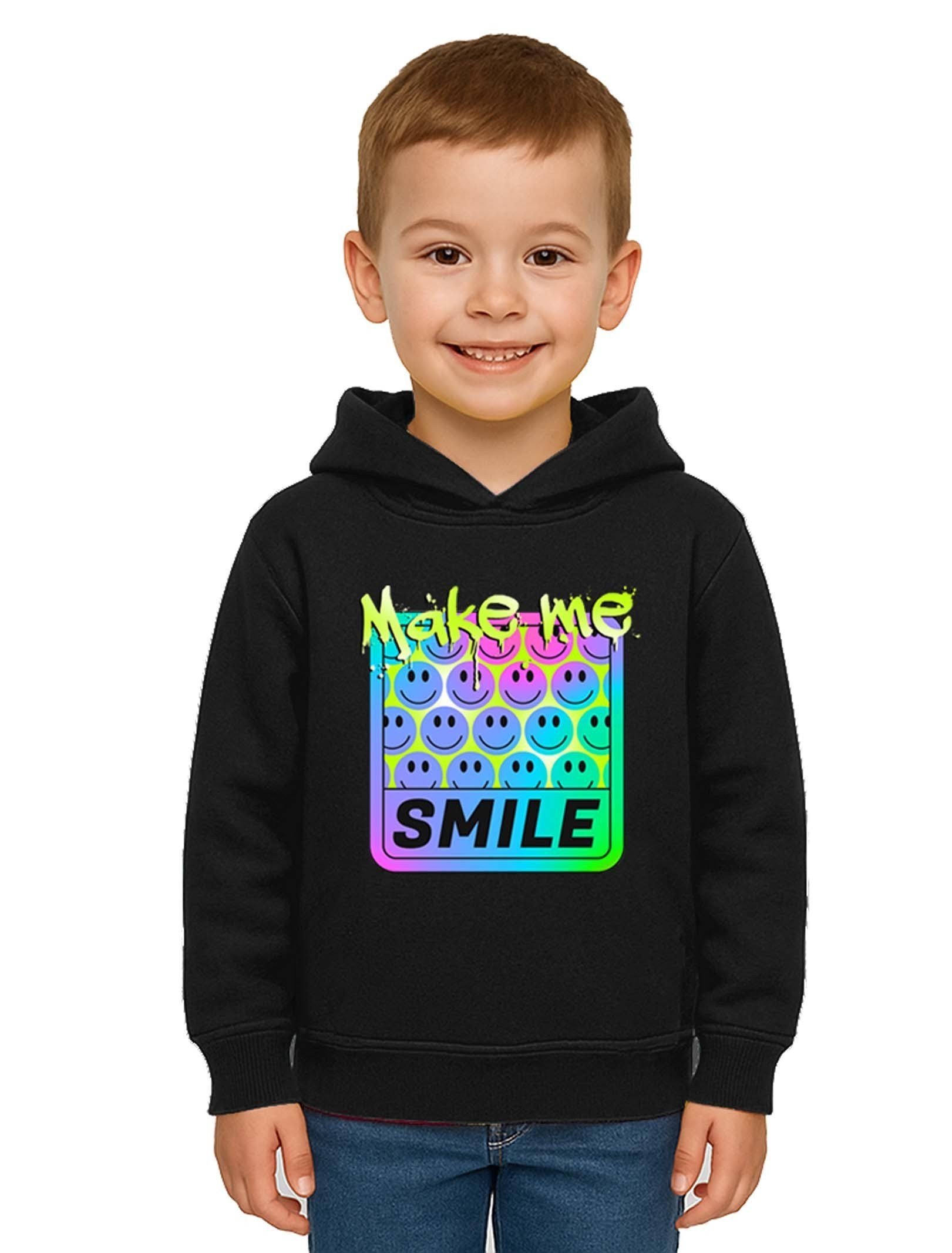 Unisex Smile Baskılı Çocuk Swaetshirt Kapşonlu 3 İplik Şardonlu