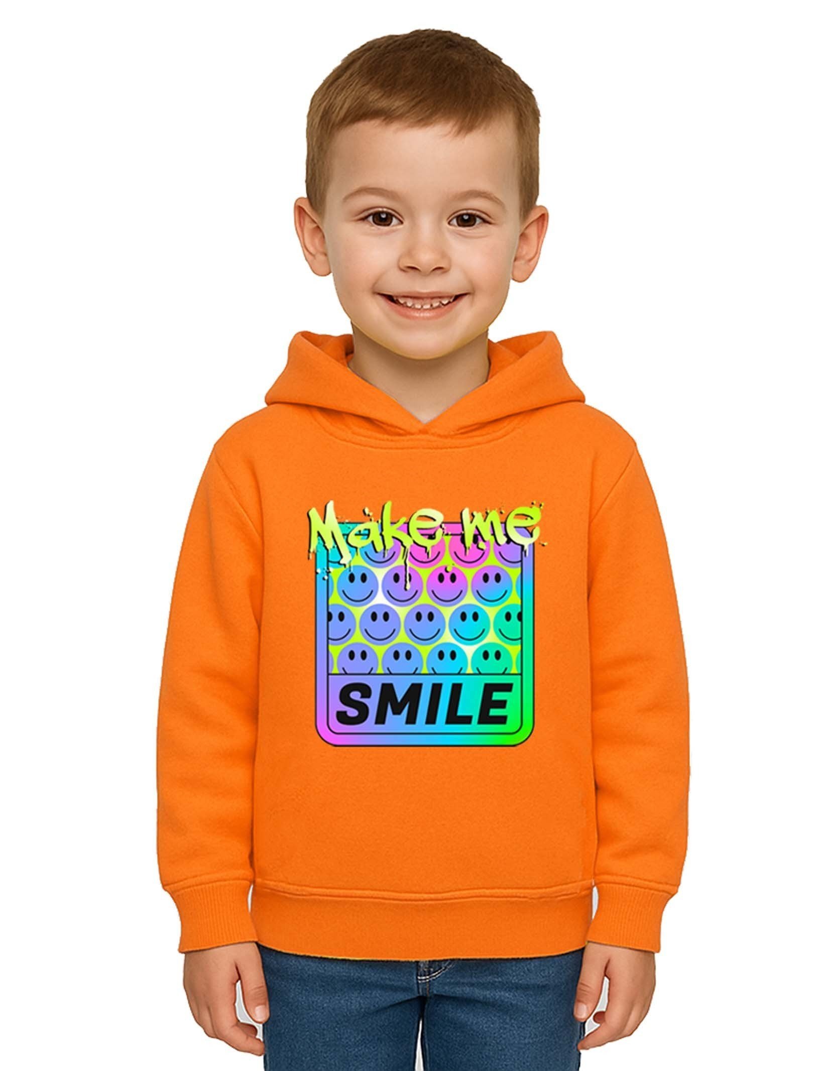 Unisex Smile Baskılı Çocuk Swaetshirt Kapşonlu 3 İplik Şardonlu