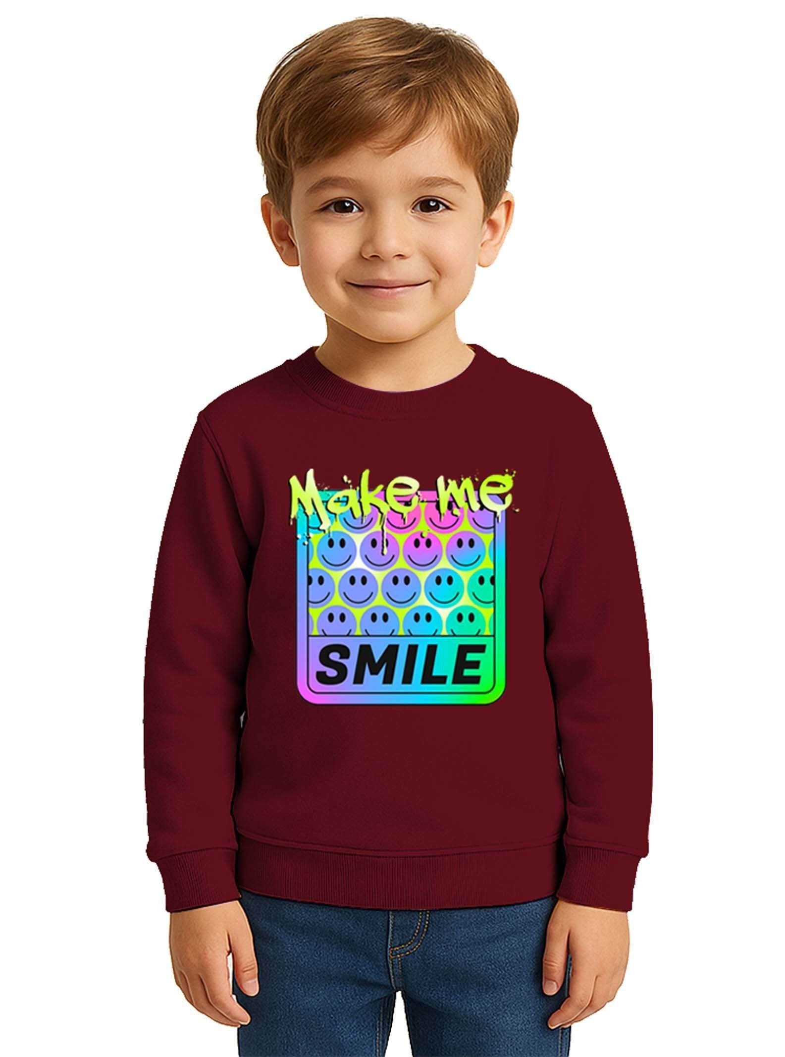 Unisex Smile Baskılı Çocuk Swaetshirt 3 İplik Şardonlu