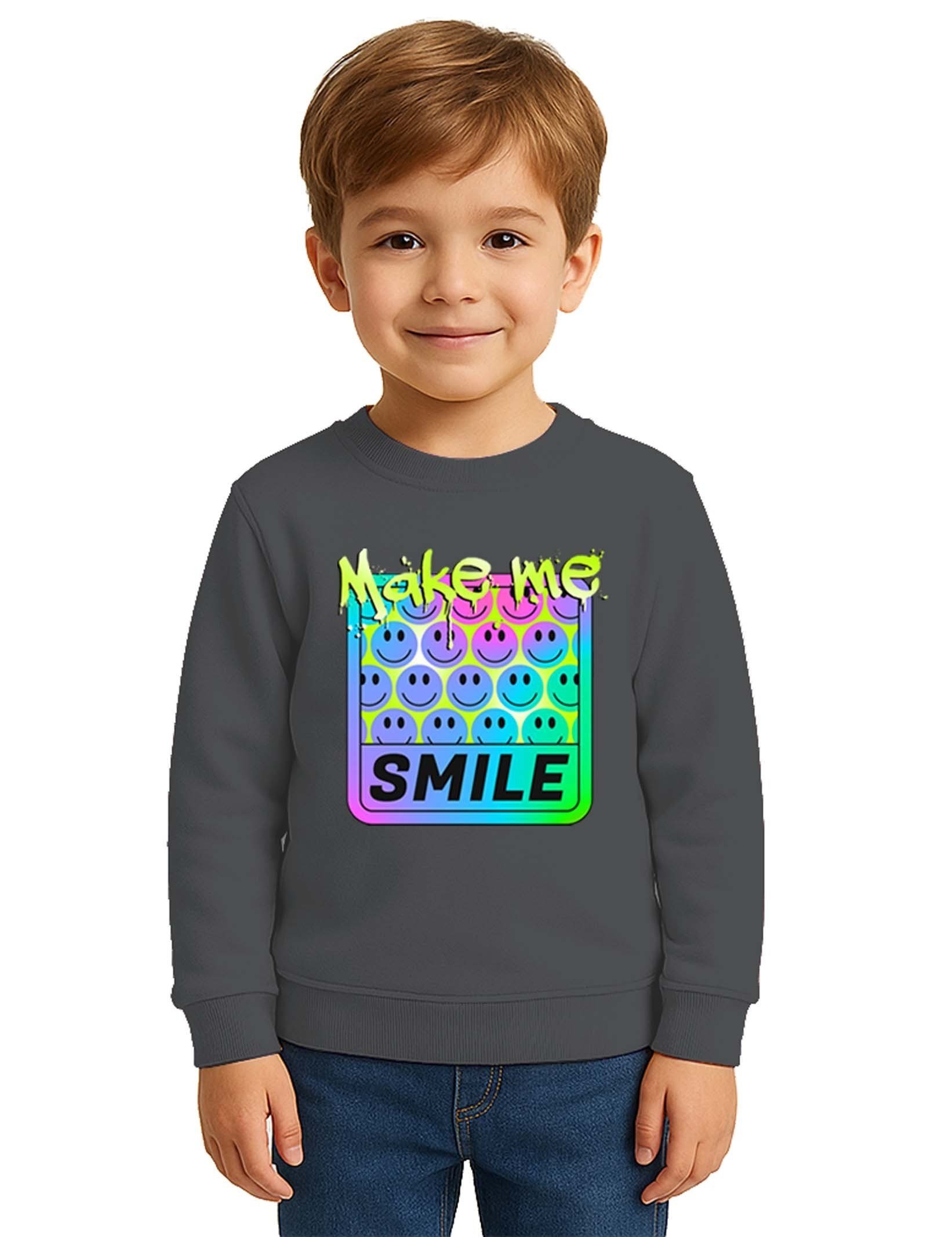 Unisex Smile Baskılı Çocuk Swaetshirt 3 İplik Şardonlu
