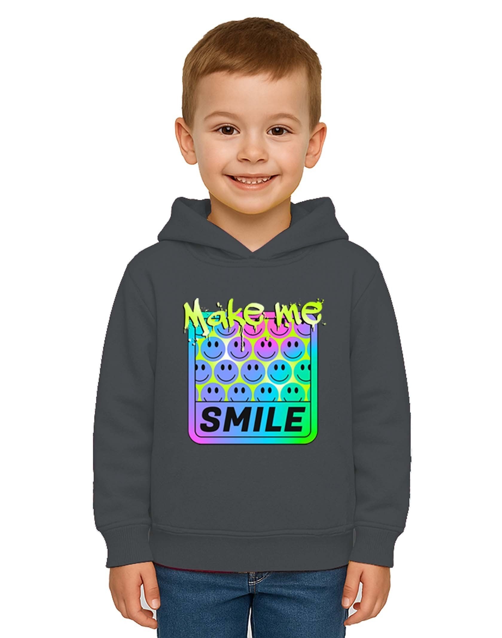 Unisex Smile Baskılı Çocuk Swaetshirt Kapşonlu 3 İplik Şardonlu