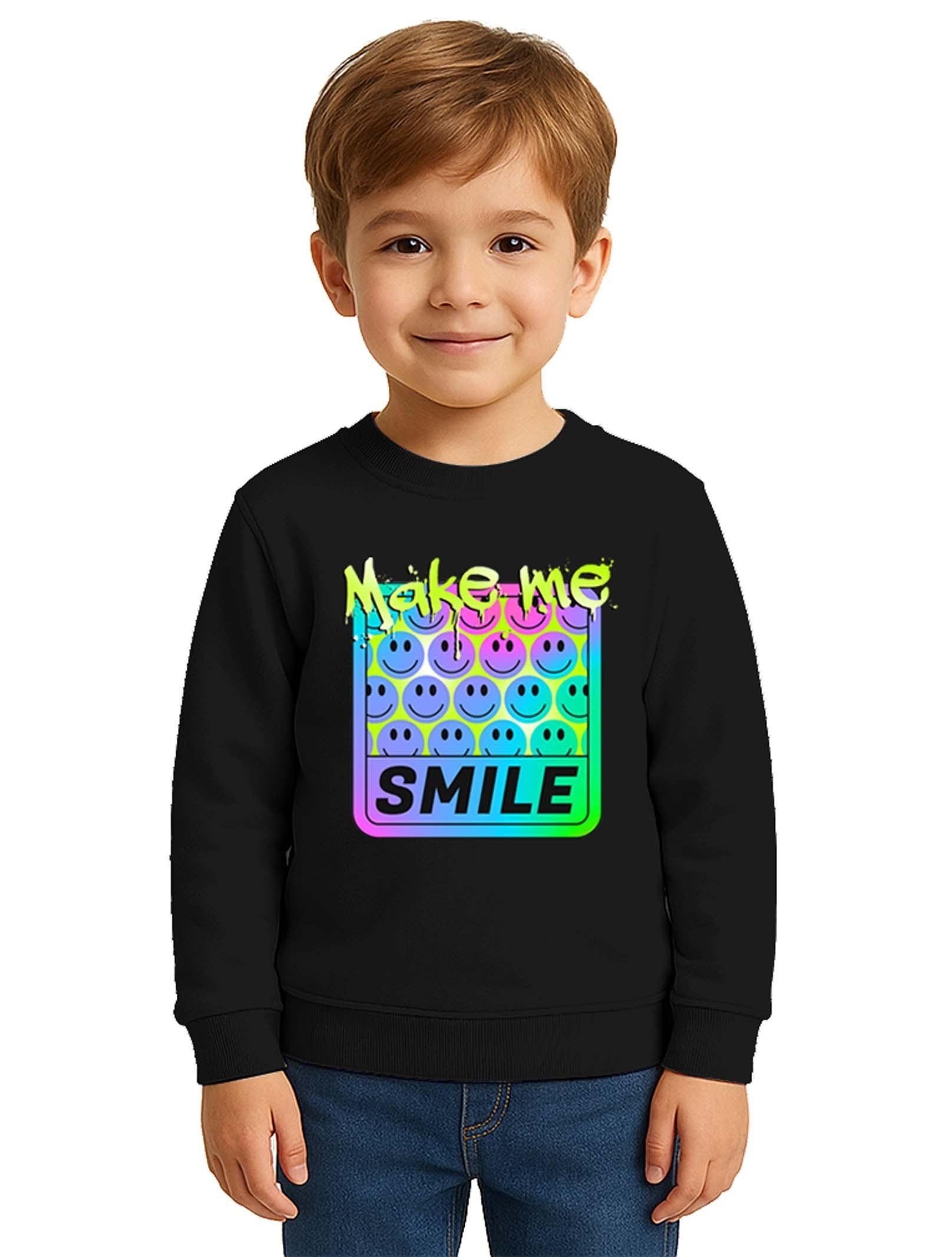 Unisex Smile Baskılı Çocuk Swaetshirt 3 İplik Şardonlu