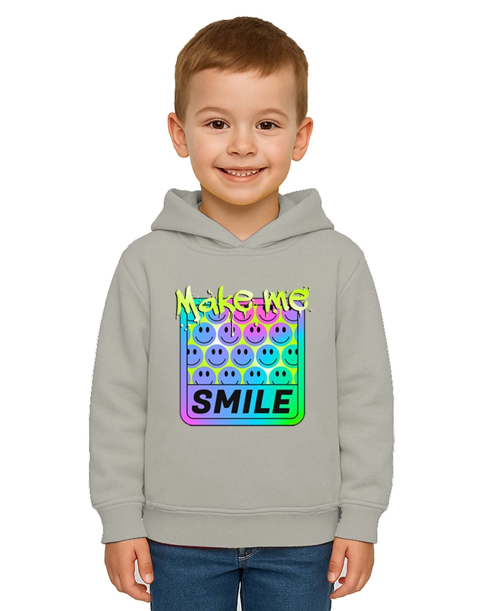 Unisex Smile Baskılı Çocuk Swaetshirt Kapşonlu 3 İplik Şardonlu