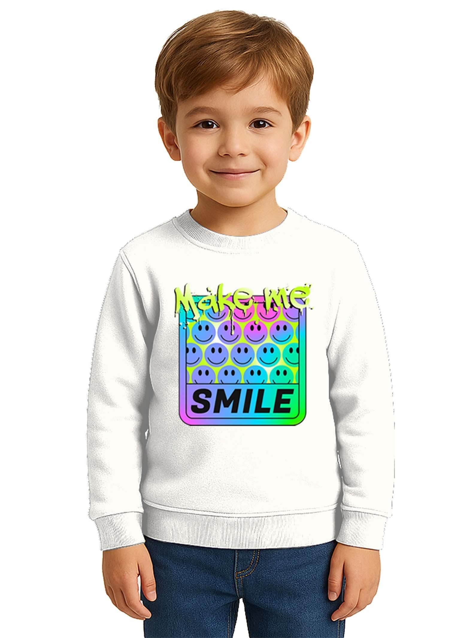 Unisex Smile Baskılı Çocuk Swaetshirt 3 İplik Şardonlu