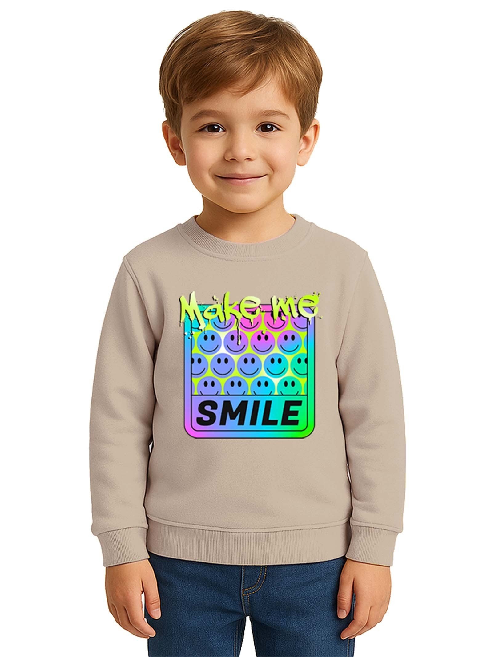 Unisex Smile Baskılı Çocuk Swaetshirt 3 İplik Şardonlu