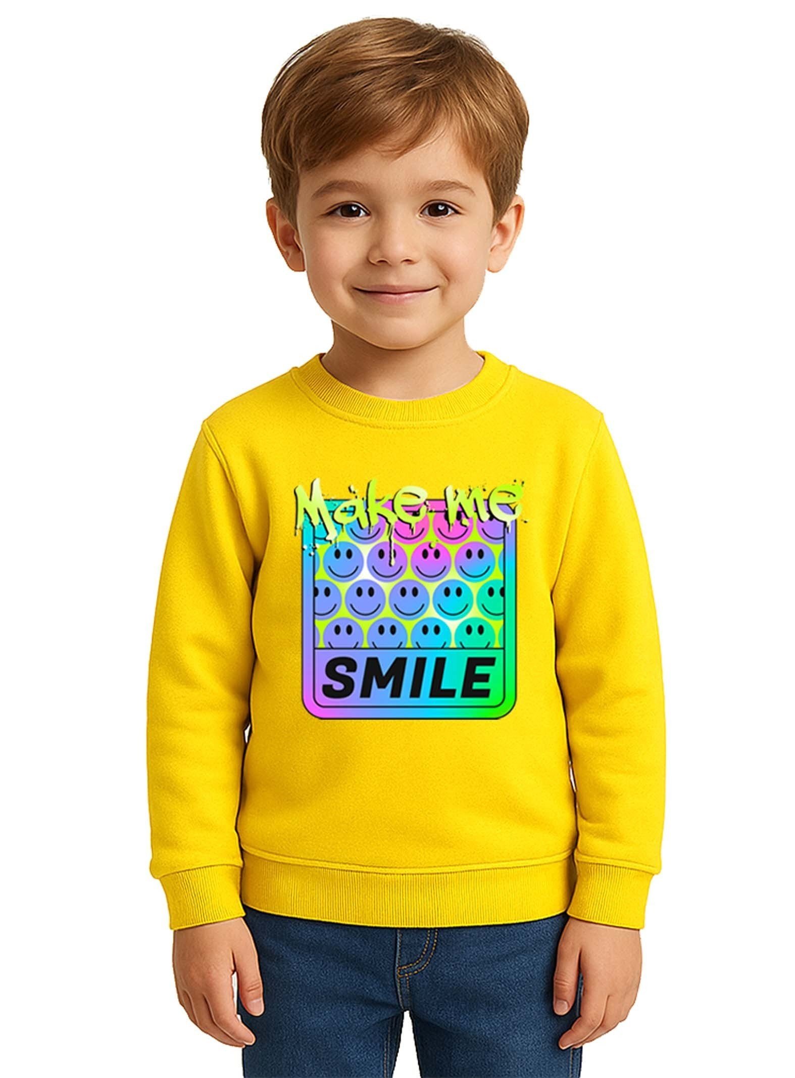 Unisex Smile Baskılı Çocuk Swaetshirt 3 İplik Şardonlu