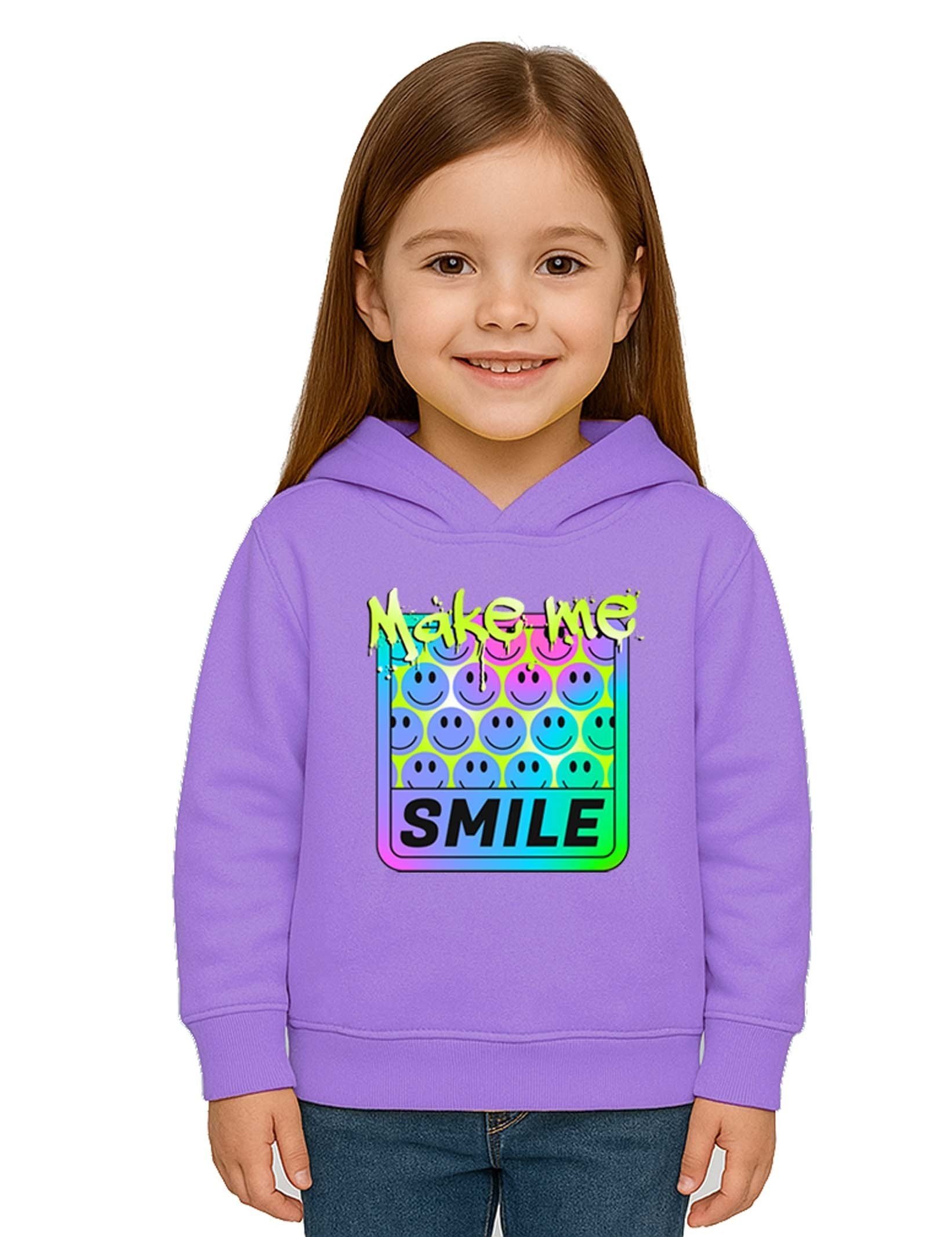 Unisex Smile Baskılı Çocuk Swaetshirt Kapşonlu 3 İplik Şardonlu
