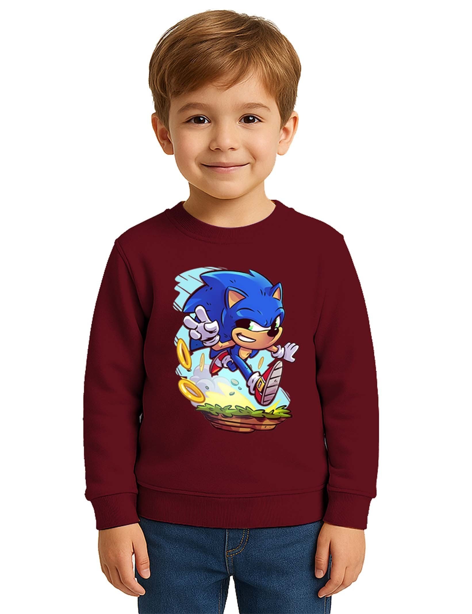 Unisex Sonic Baskılı Çocuk Swaetshirt 3 İplik Şardonlu