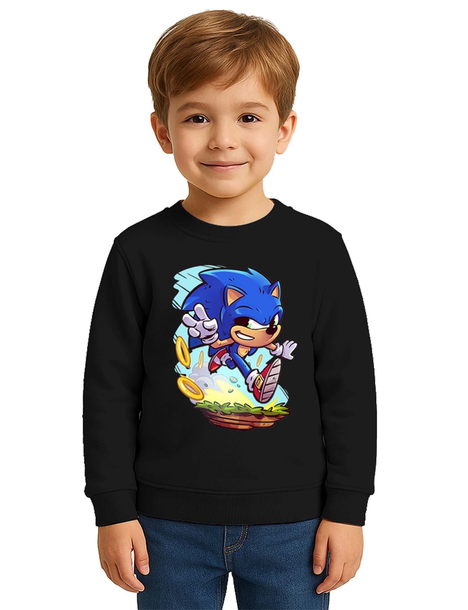 Unisex Sonic Baskılı Çocuk Swaetshirt 3 İplik Şardonlu