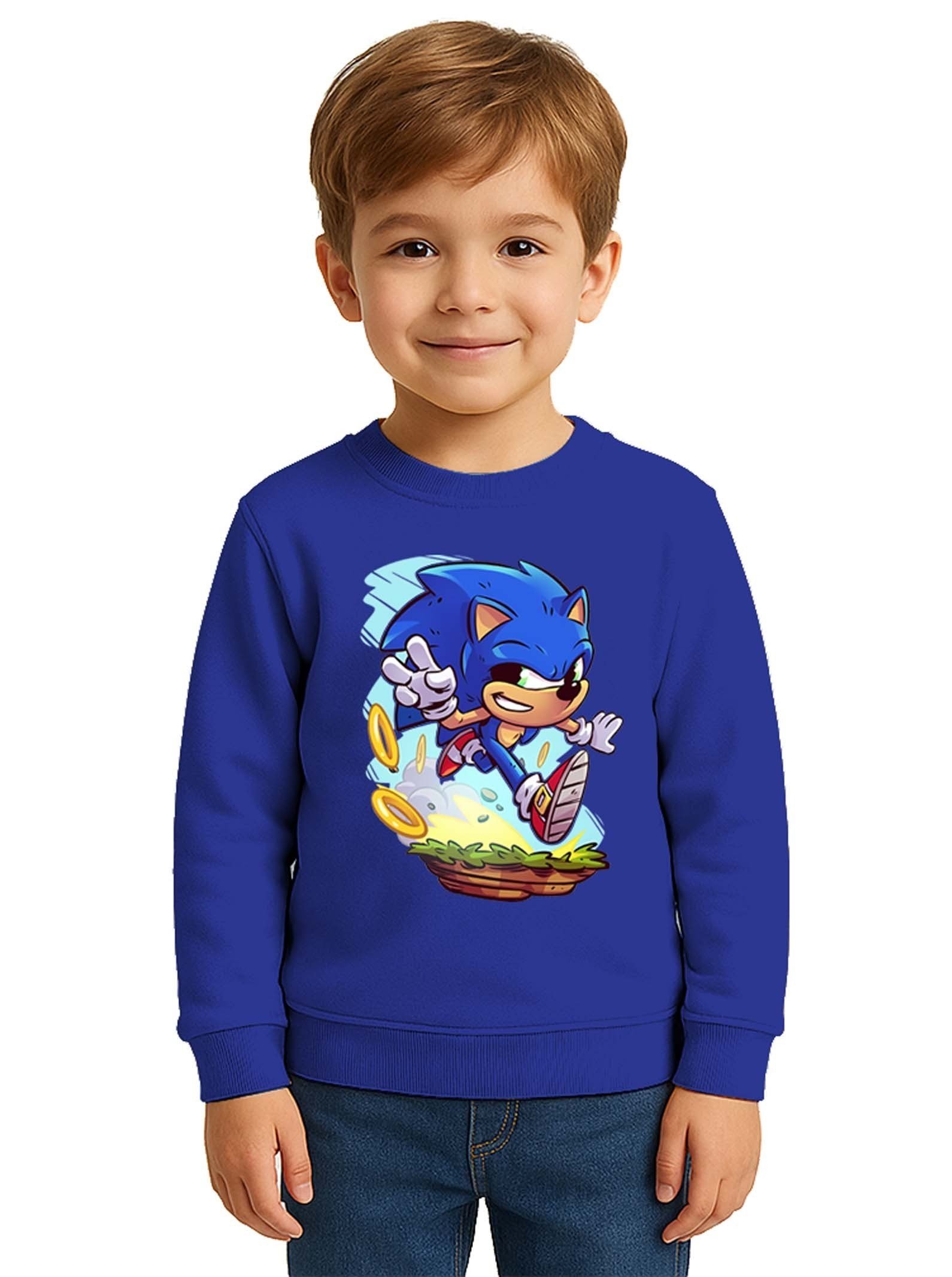 Unisex Sonic Baskılı Çocuk Swaetshirt 3 İplik Şardonlu