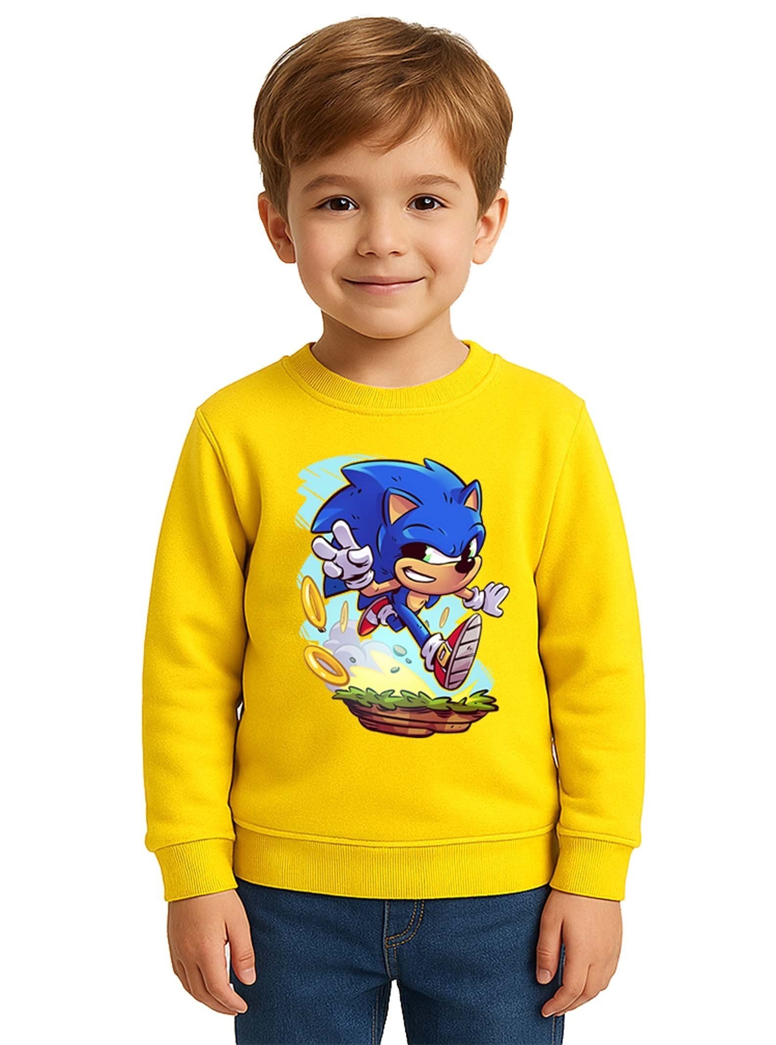 Unisex Sonic Baskılı Çocuk Swaetshirt 3 İplik Şardonlu