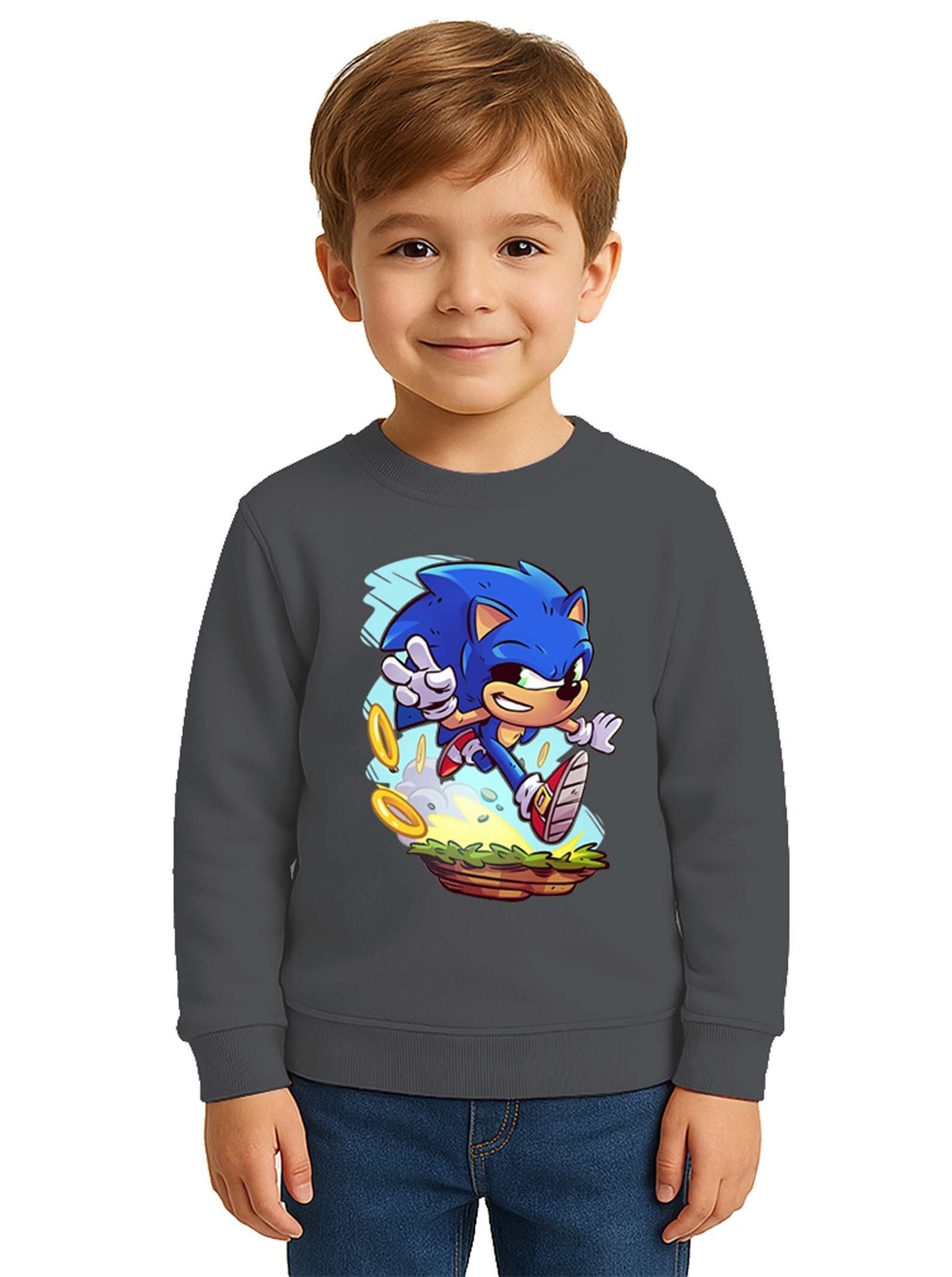 Unisex Sonic Baskılı Çocuk Swaetshirt 3 İplik Şardonlu