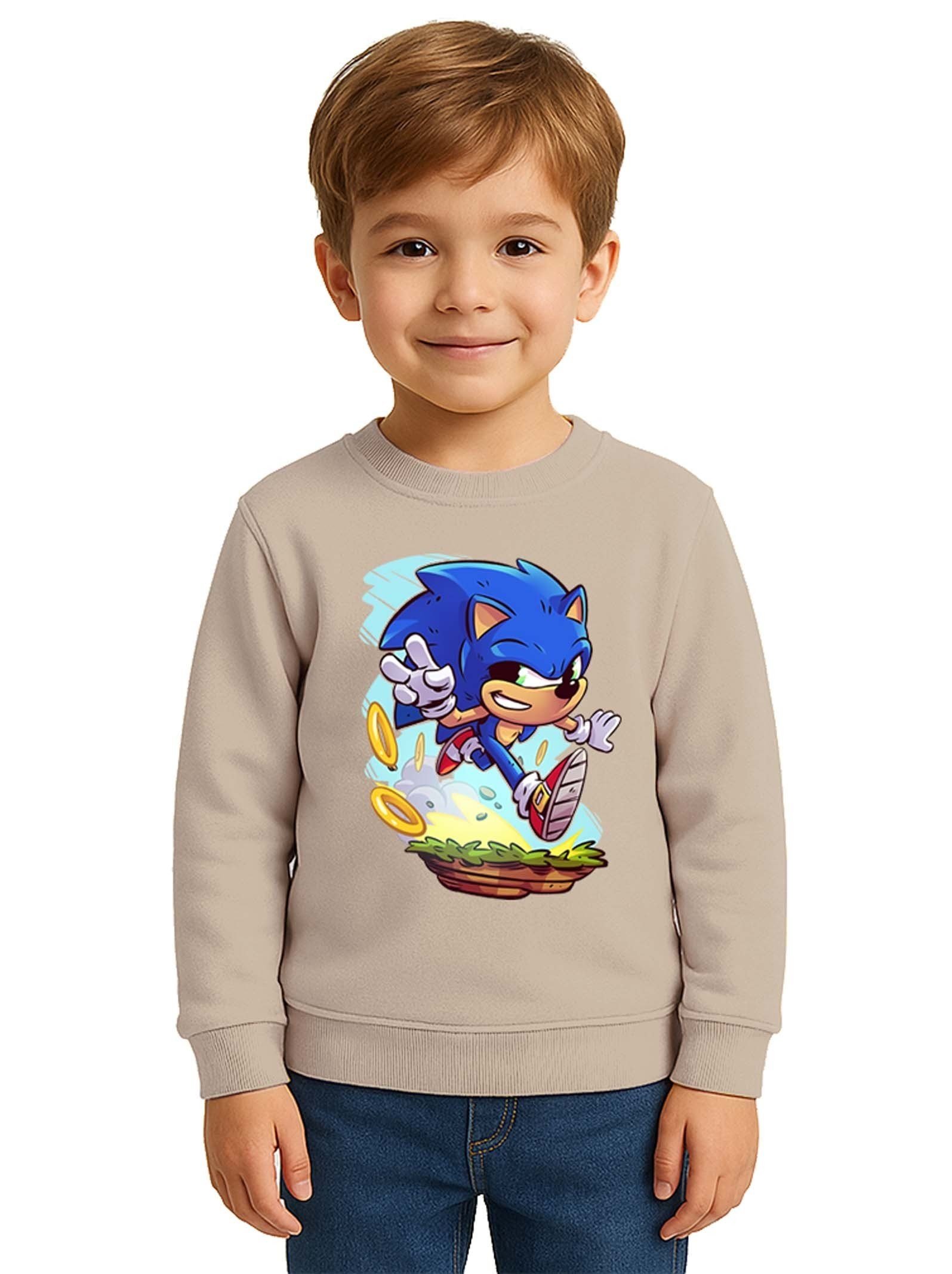 Unisex Sonic Baskılı Çocuk Swaetshirt 3 İplik Şardonlu