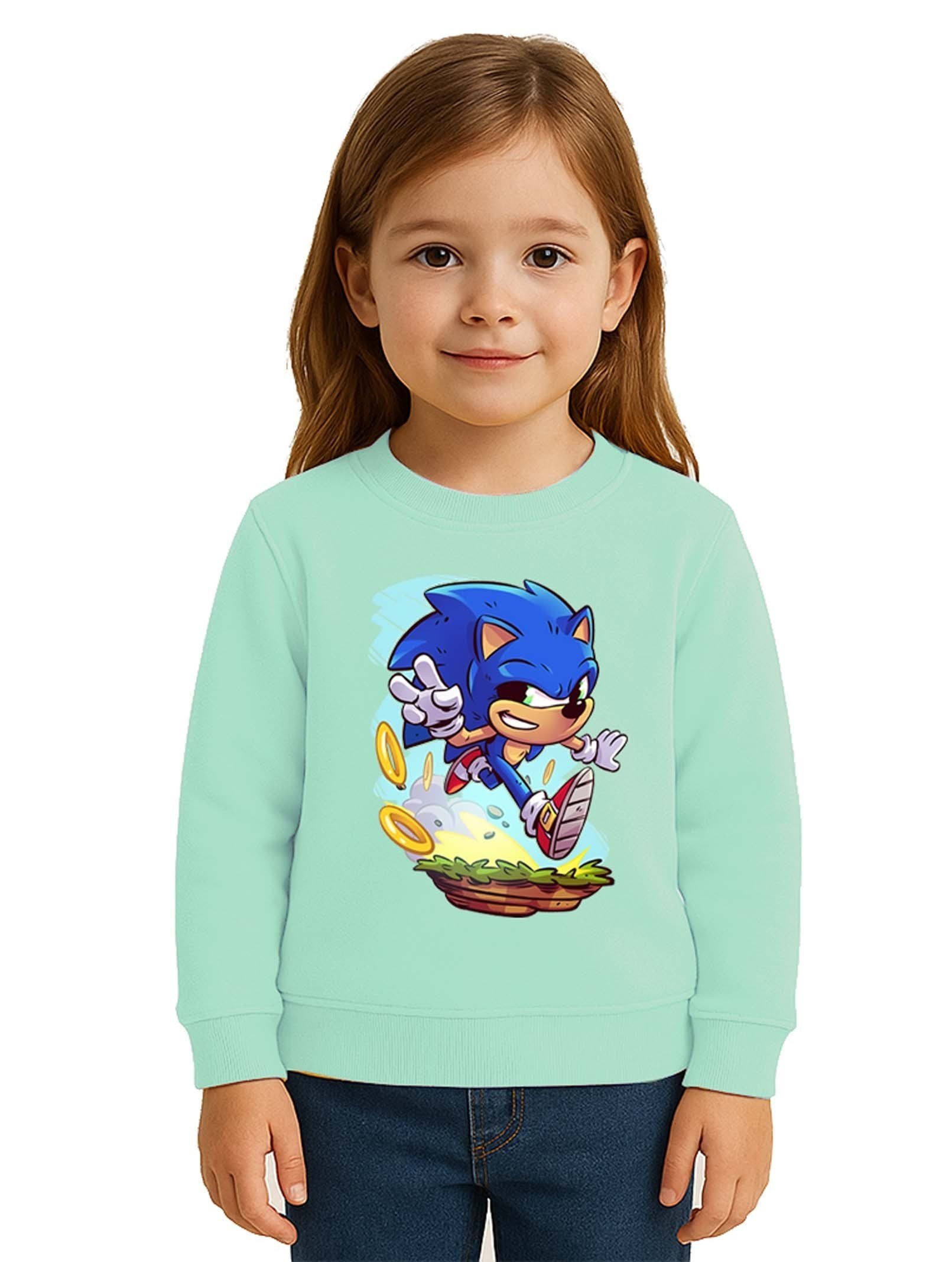 Unisex Sonic Baskılı Çocuk Swaetshirt 3 İplik Şardonlu