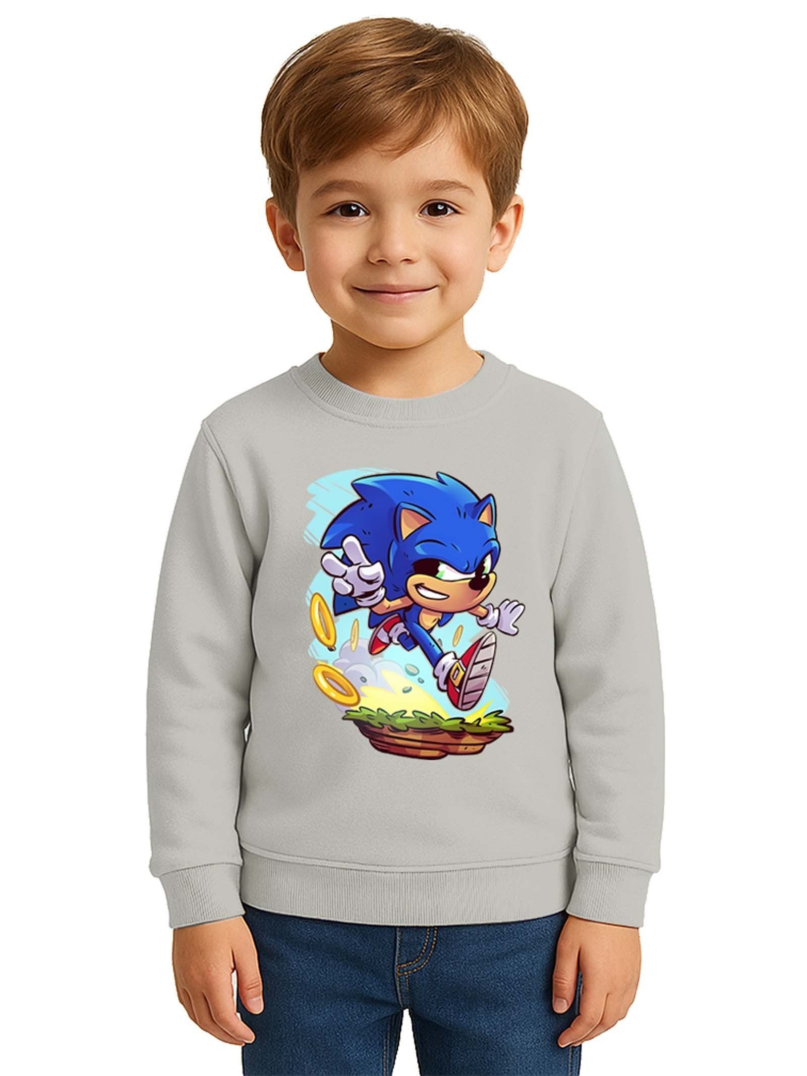 Unisex Sonic Baskılı Çocuk Swaetshirt 3 İplik Şardonlu