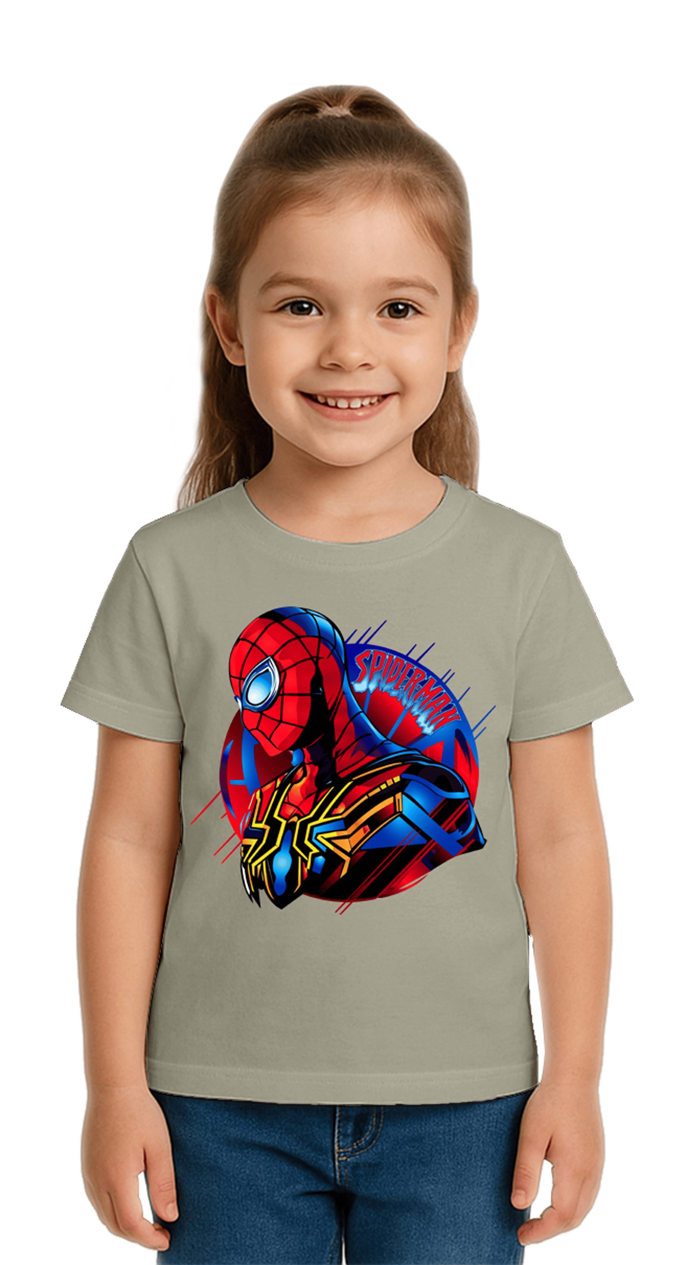 Unisex Spıderman baskılı Çocuk Tişört pamuklu penye kumaş