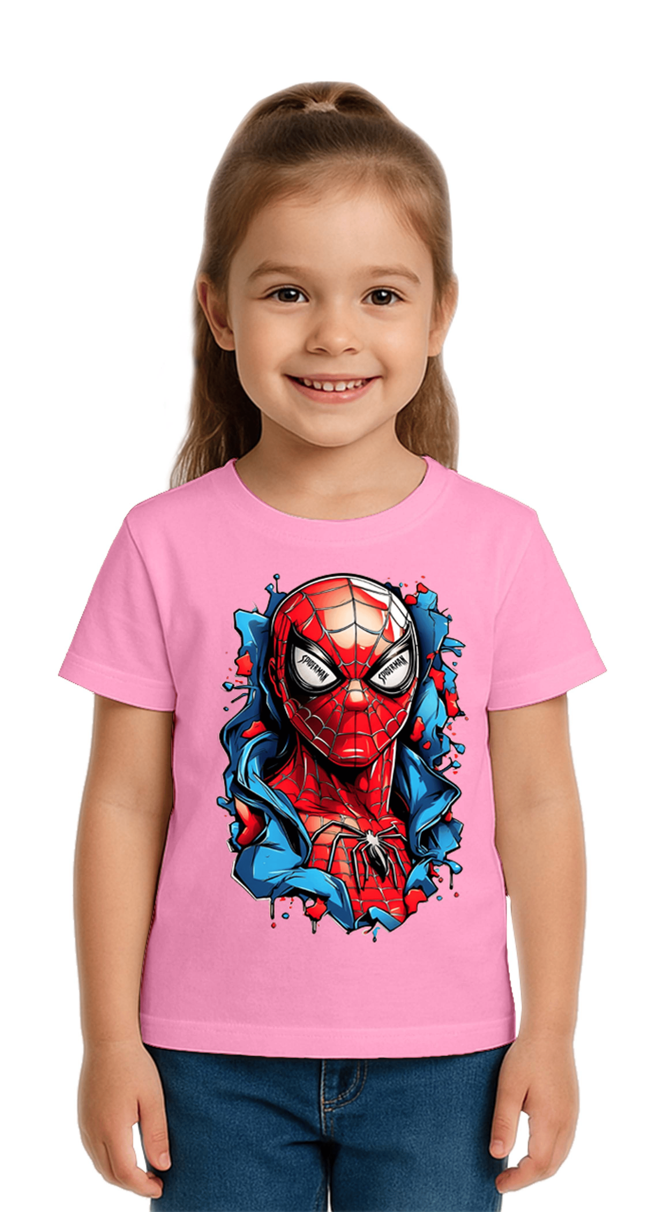 Unisex Spıderman baskılı Çocuk Tişört pamuklu penye kumaş