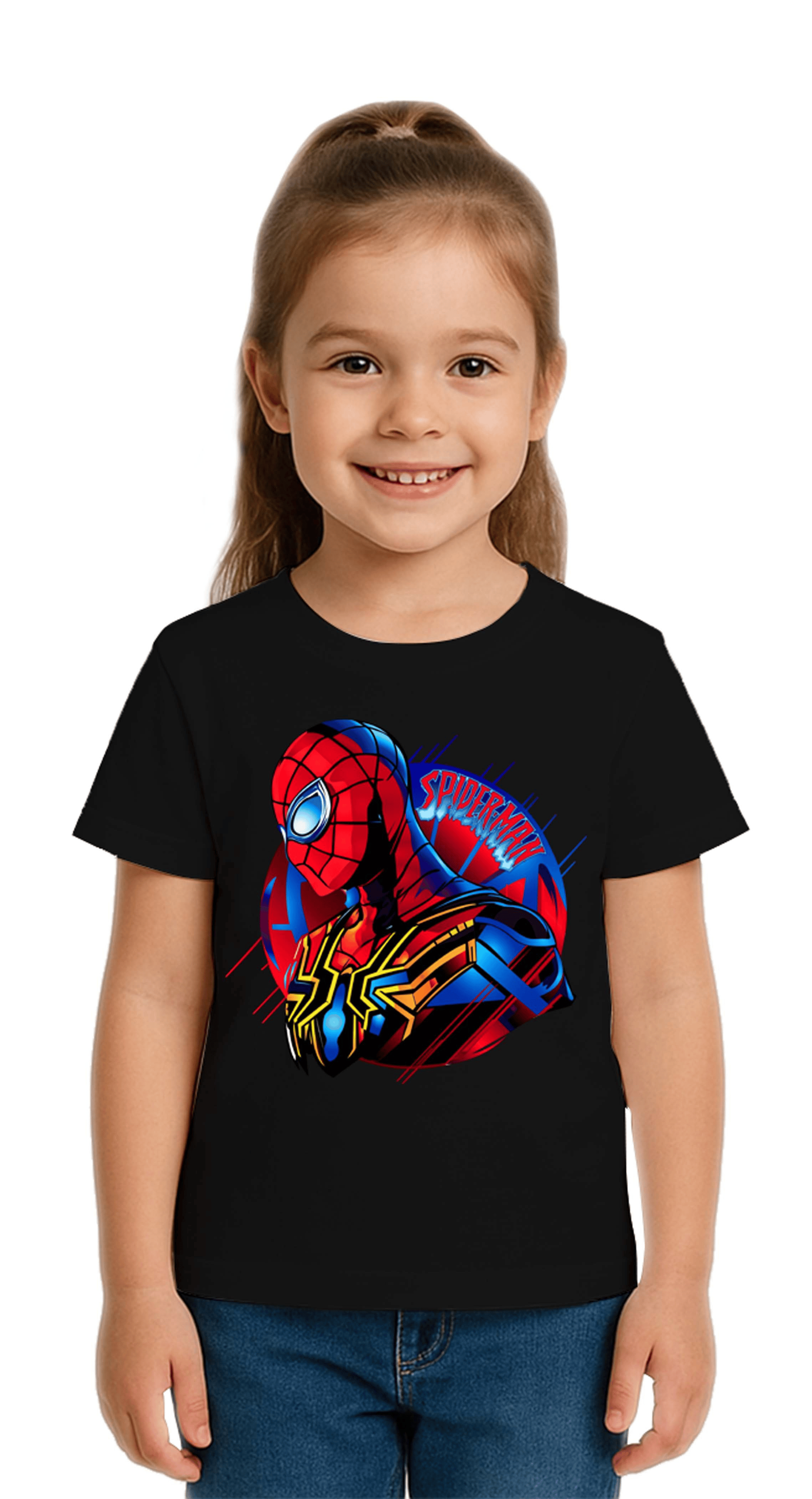 Unisex Spıderman baskılı Çocuk Tişört pamuklu penye kumaş