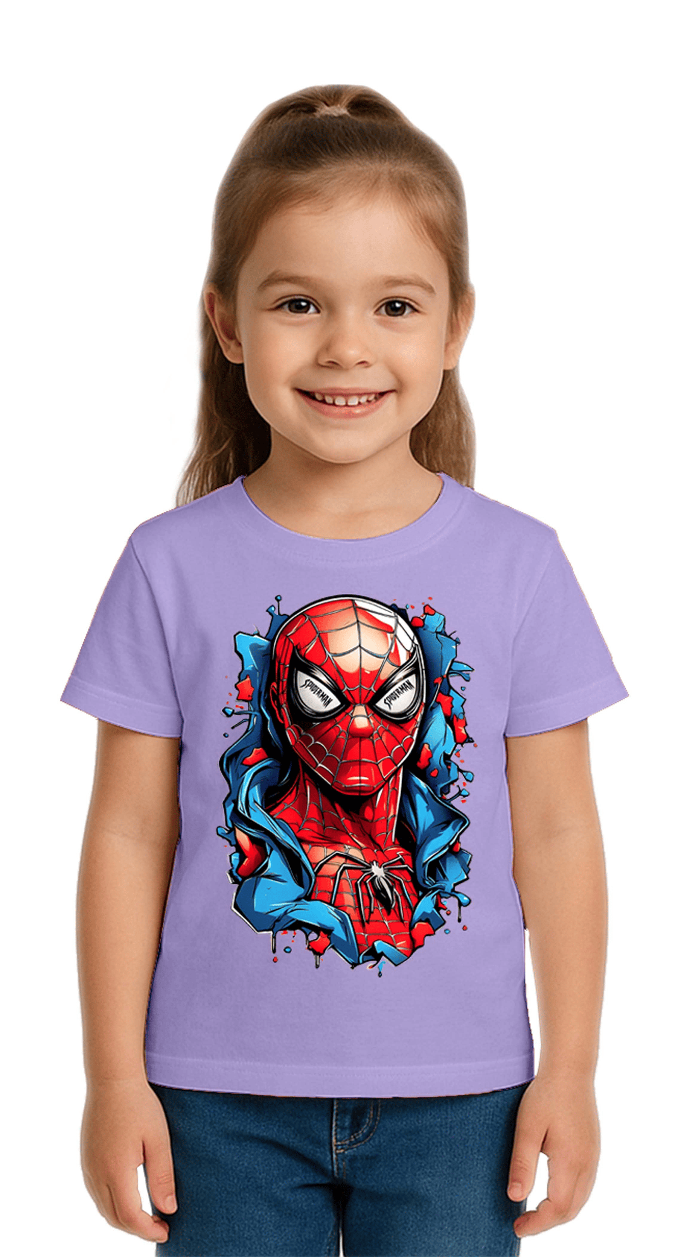 Unisex Spıderman baskılı Çocuk Tişört pamuklu penye kumaş
