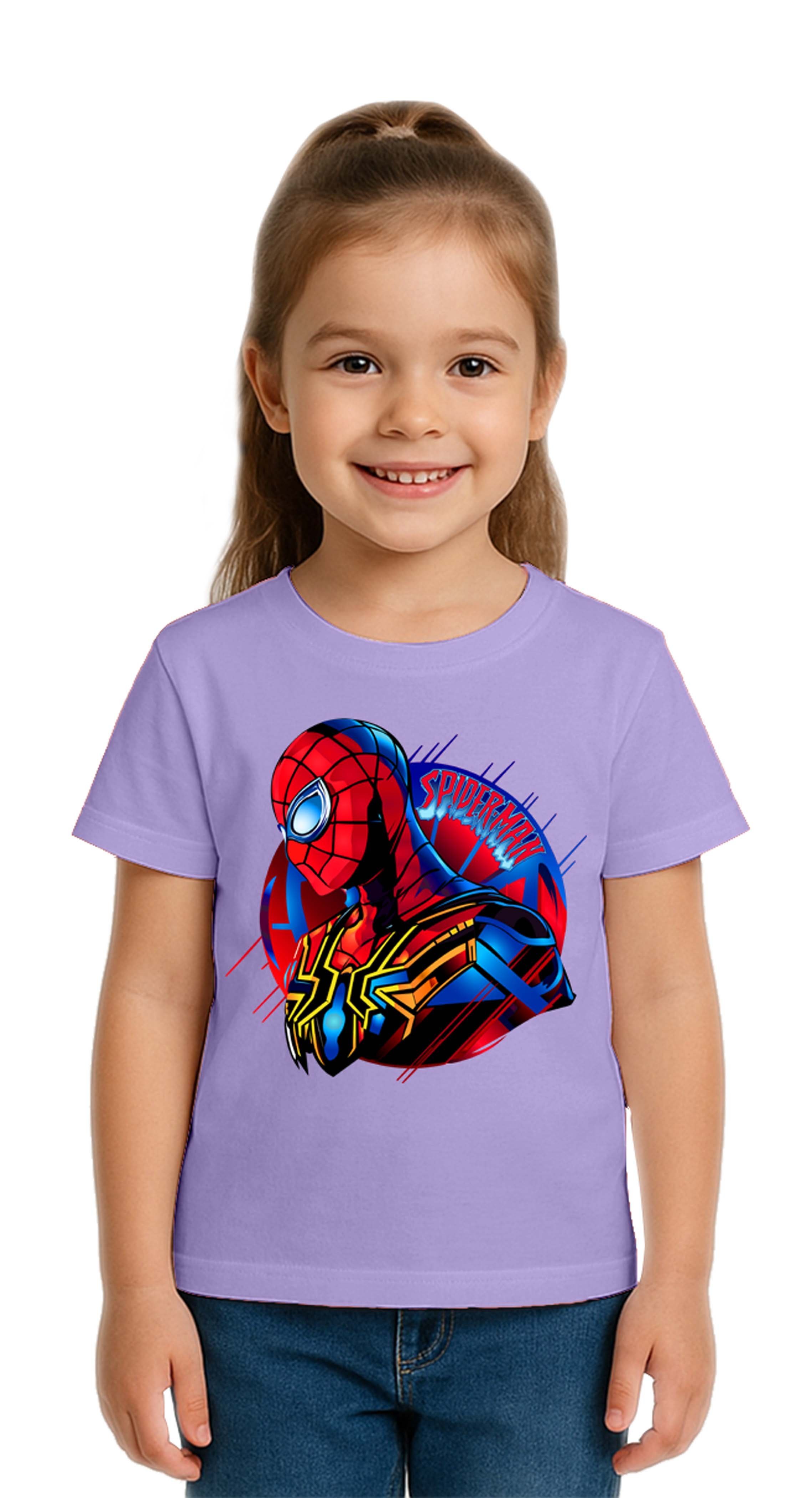 Unisex Spıderman baskılı Çocuk Tişört pamuklu penye kumaş