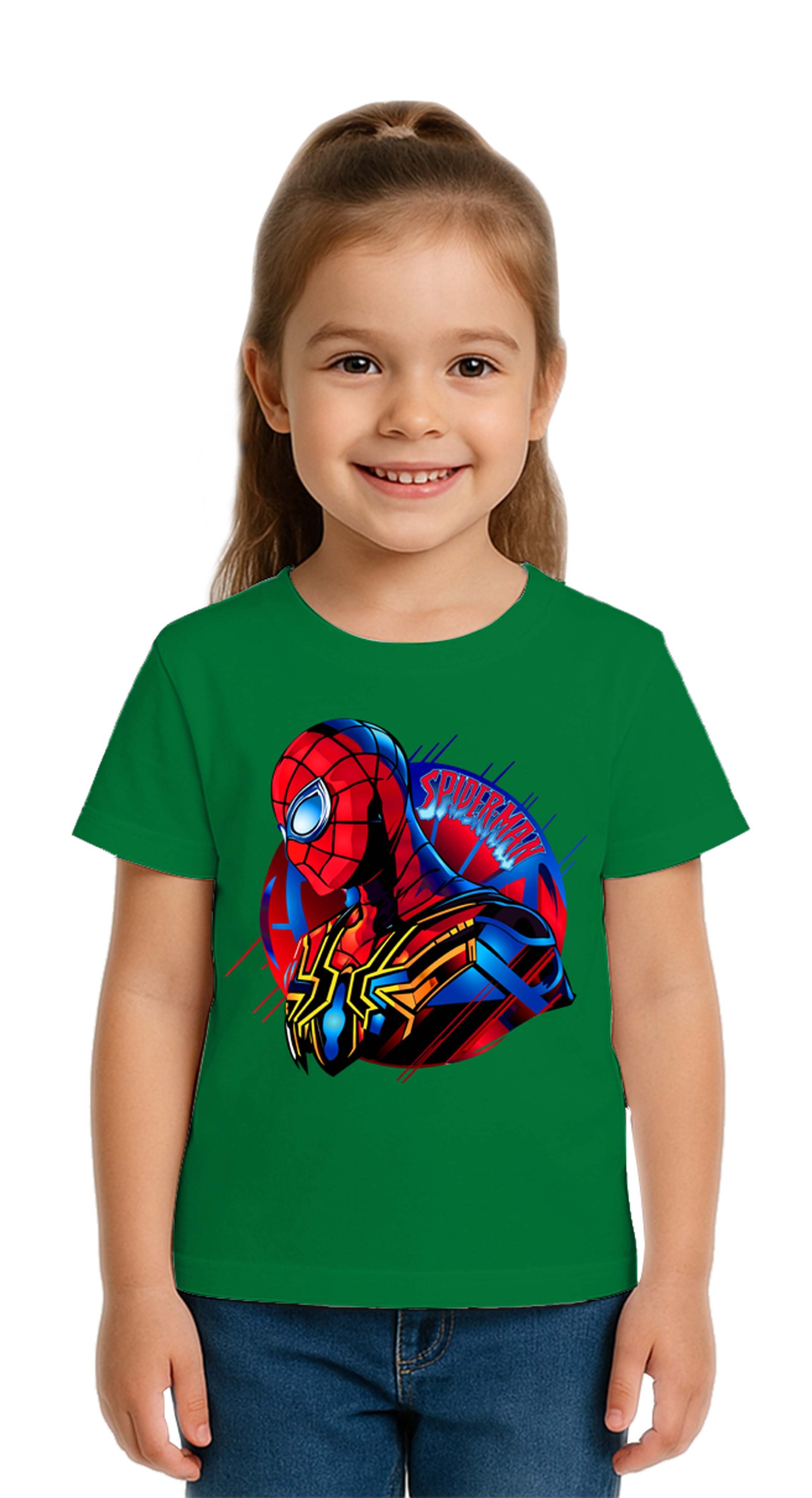 Unisex Spıderman baskılı Çocuk Tişört pamuklu penye kumaş